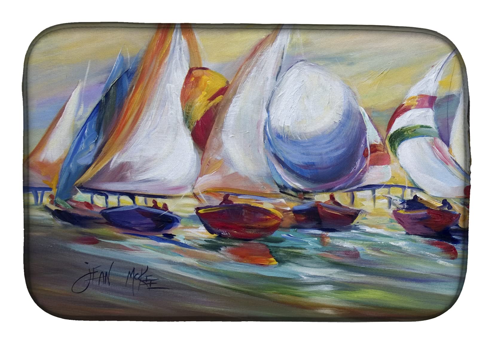 Sailboat Race Dish Drying Mat - 14x21
