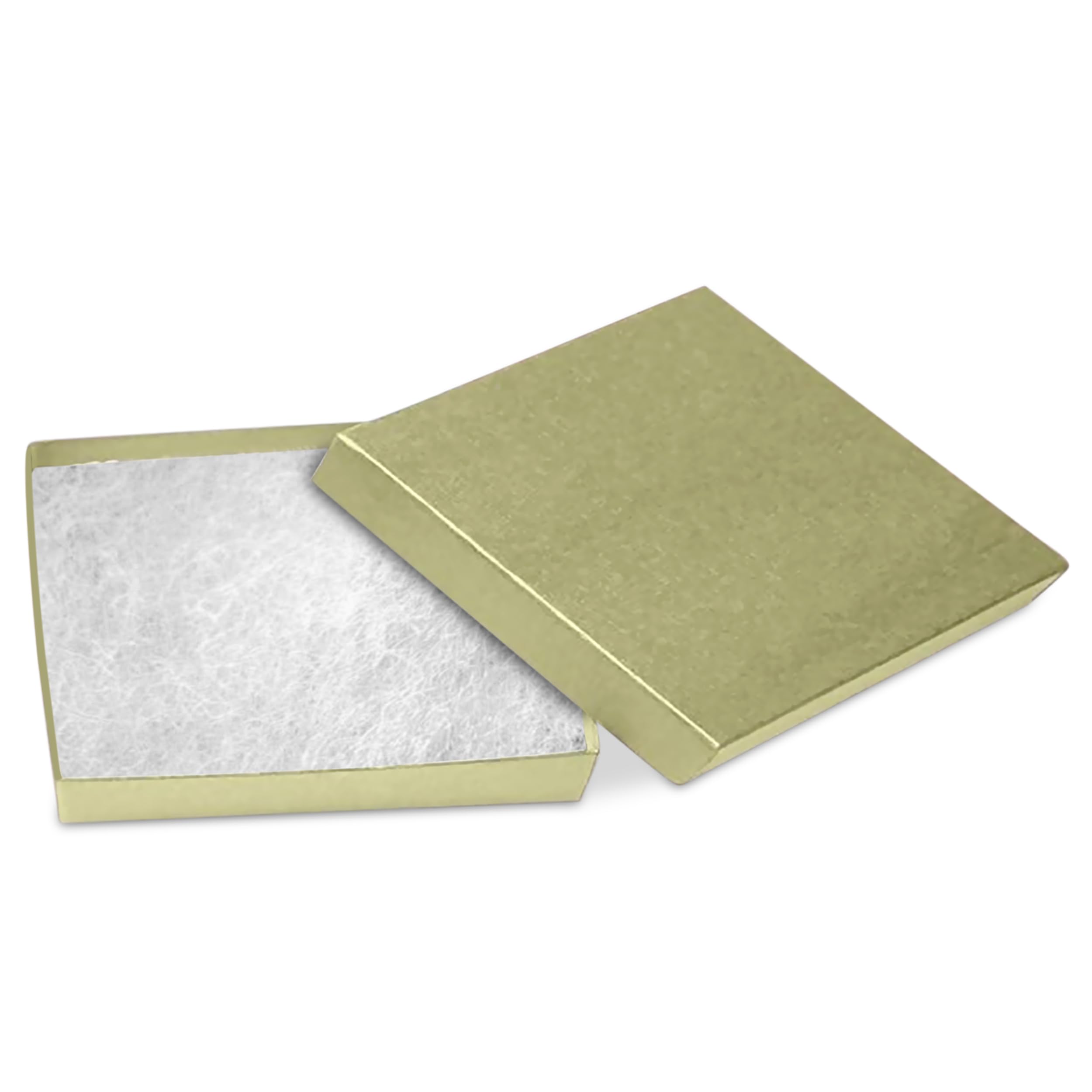 15 Pack Gold Jewelry Gift Boxes 3.5x3.5x0.87 Inch - Premium Cotton Filled Cardboard Jewelry Storage Box with Lids - Made in USA - Perfect for Bracelets, Necklaces, Rings & Earrings - Great for Gifting, Wedding Favors & Retail Display