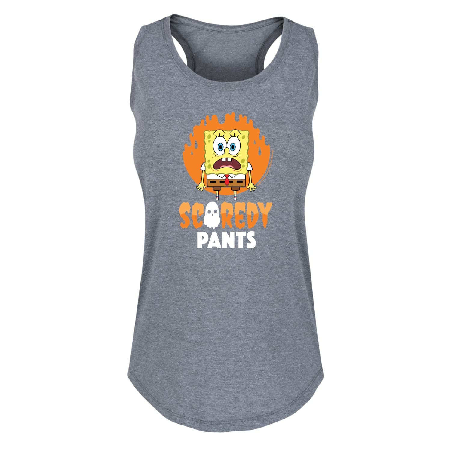 HYBRID APPAREL Spongebob Squarepants Scaredy Pants Women's Racerback Tank Top - Funny Cartoon Graphic Tee for Summer, Beach & Casual Wear