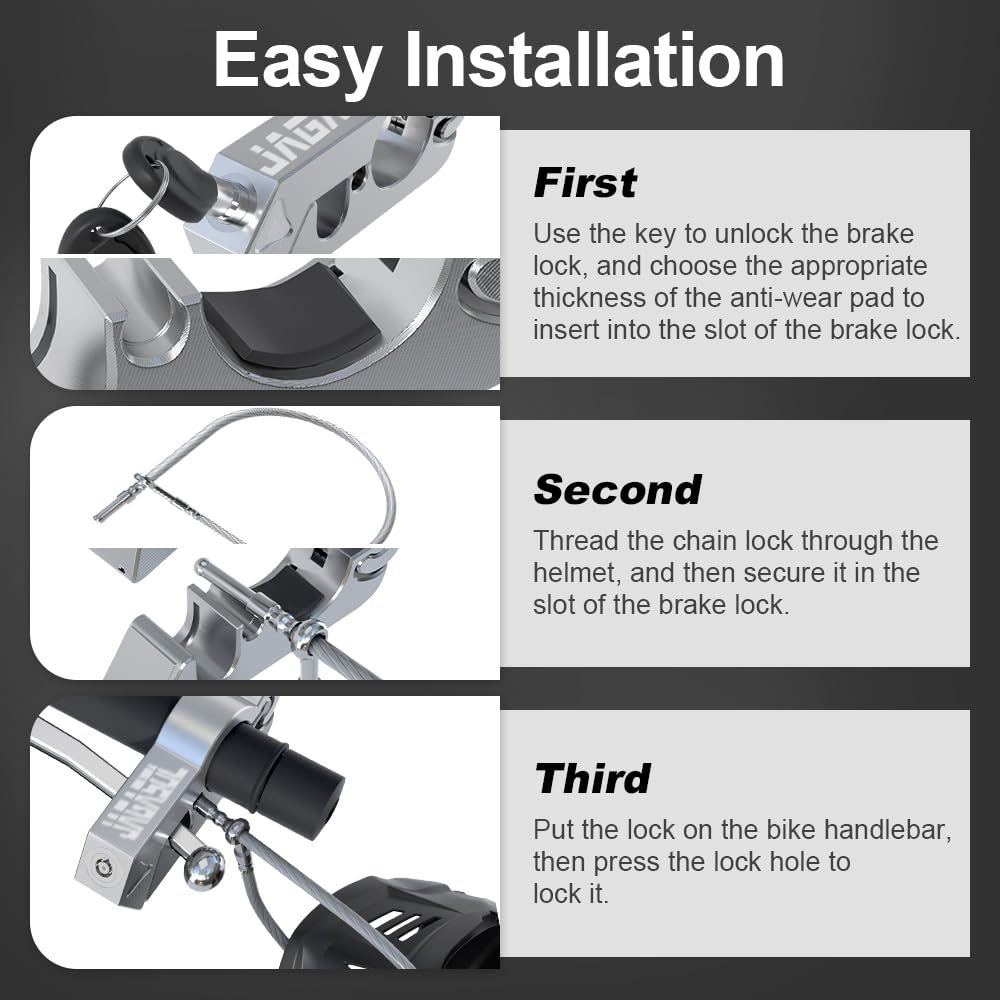 Motorcycle Helmet & Brake Lock Combo - Anti-Theft Handlebar Lock for Scooters, ATV, Dirt Bikes - Secure Parking Protection
