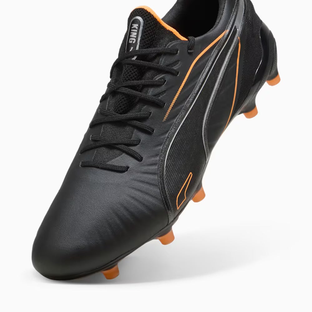 Puma King Ultimate FG/AG Football Boots for Men - Black/Fire/Silver - Lightweight Soccer Cleats for Firm & Artificial Grass - Perfect for Training & Matches