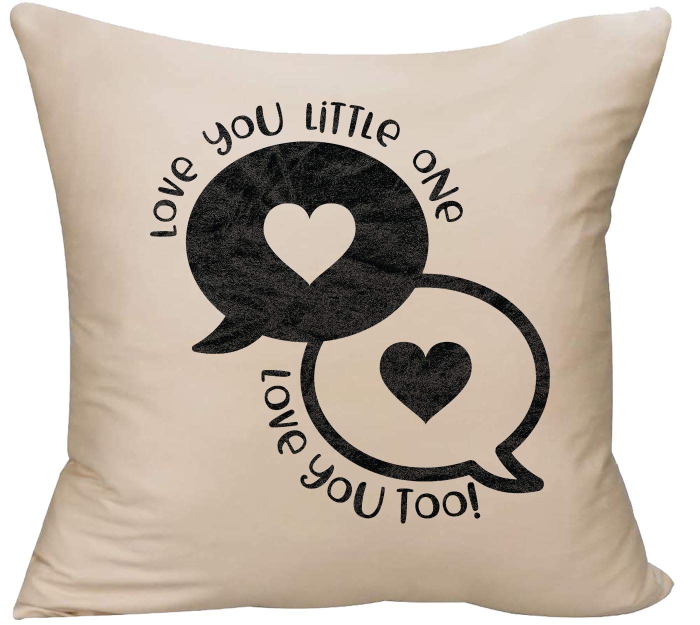EVH 'Love You Little One, Love You Too!' Quote Bubbles Hearts Pregnant Decorative Throw Pillow Cover 18x18 Inches - Funny Gift for Baby Showers, Nursery Decor & Pregnancy Announcements