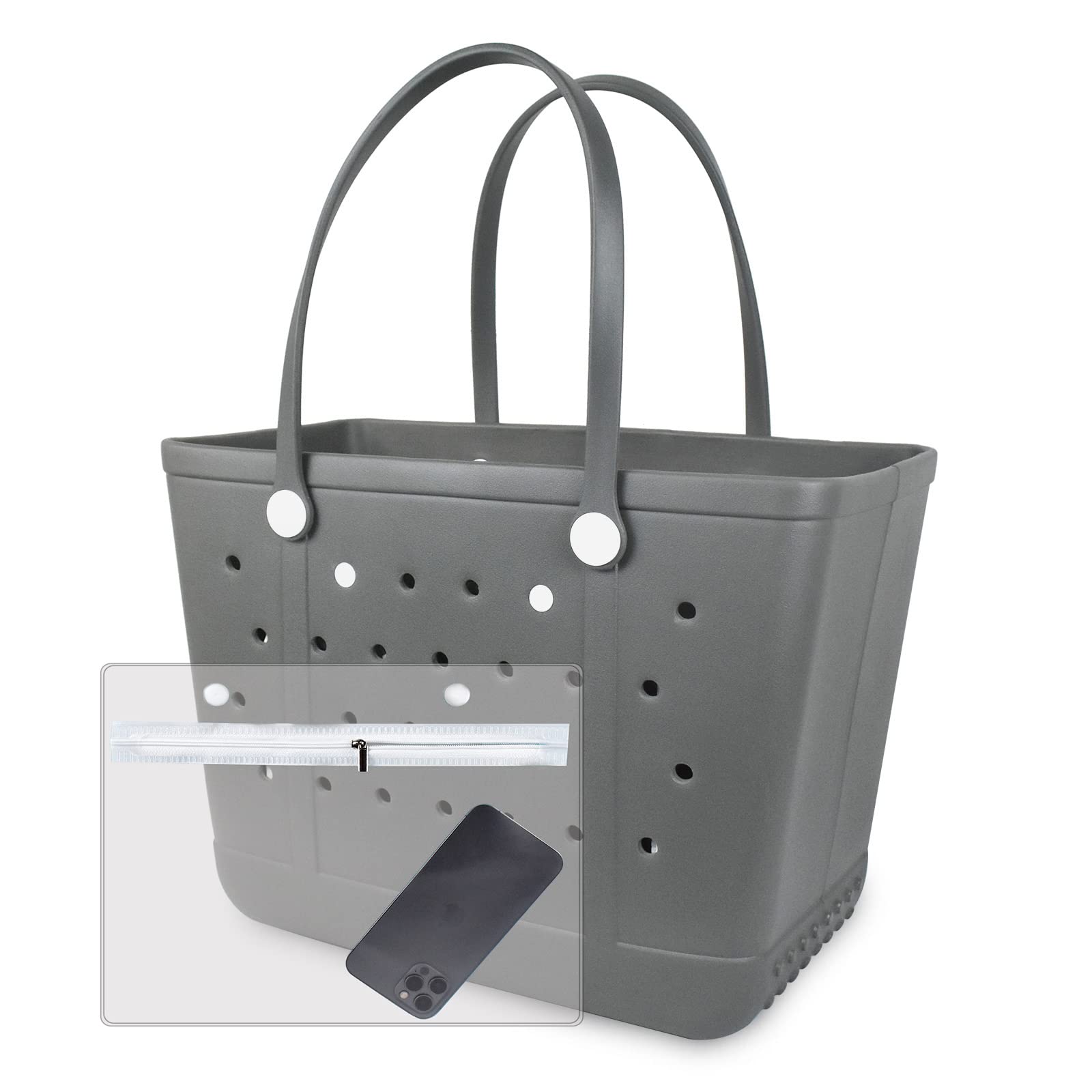 Large Open Rubber Tote Bag - Waterproof & Sandproof Beach Bag, Washable & Portable Outdoor Tote for Women - Perfect for Beach Trips, Poolside, Picnics & Shopping