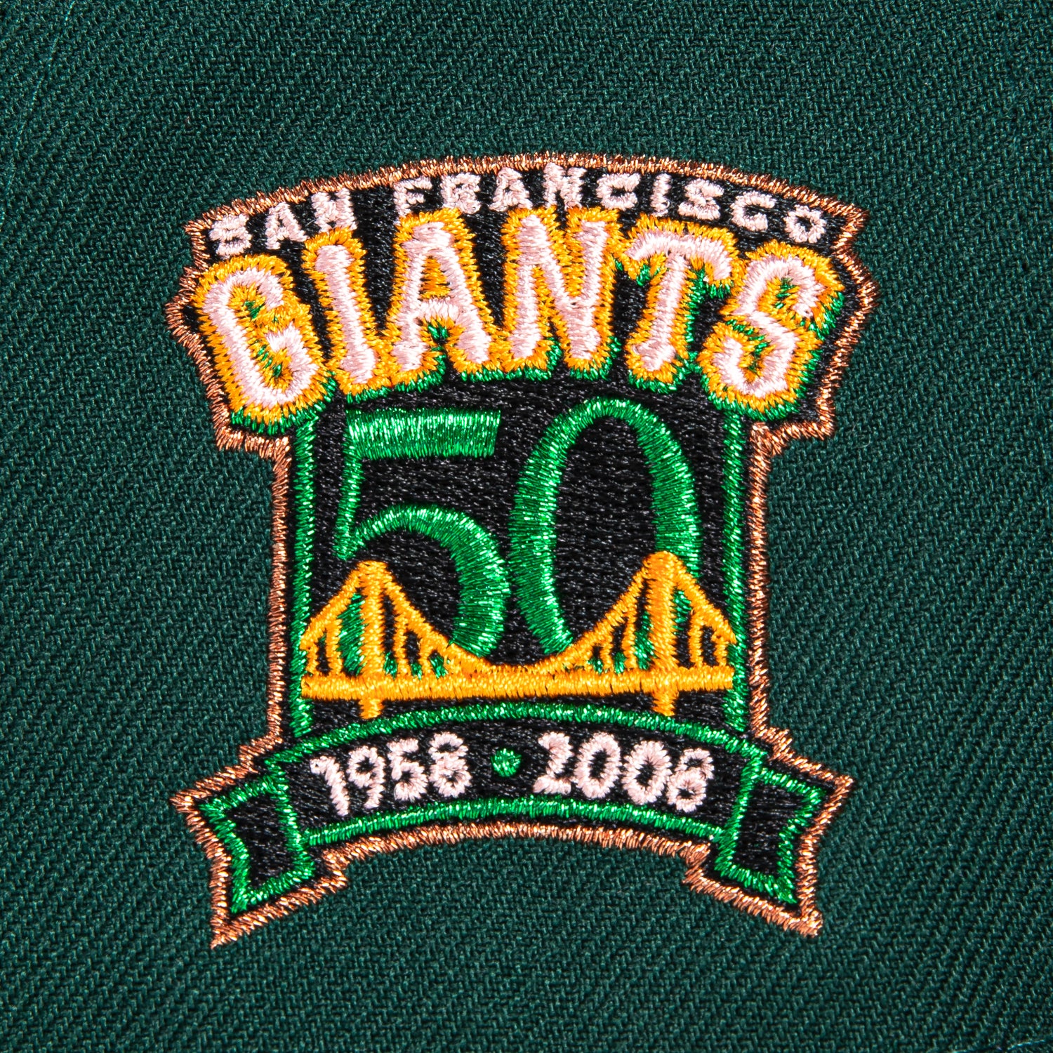New Era 59Fifty San Francisco Giants 50th Anniversary Patch Baseball Cap - Green, Brown & Light Orange - Perfect for MLB Games, Sports Events & Streetwear Fashion