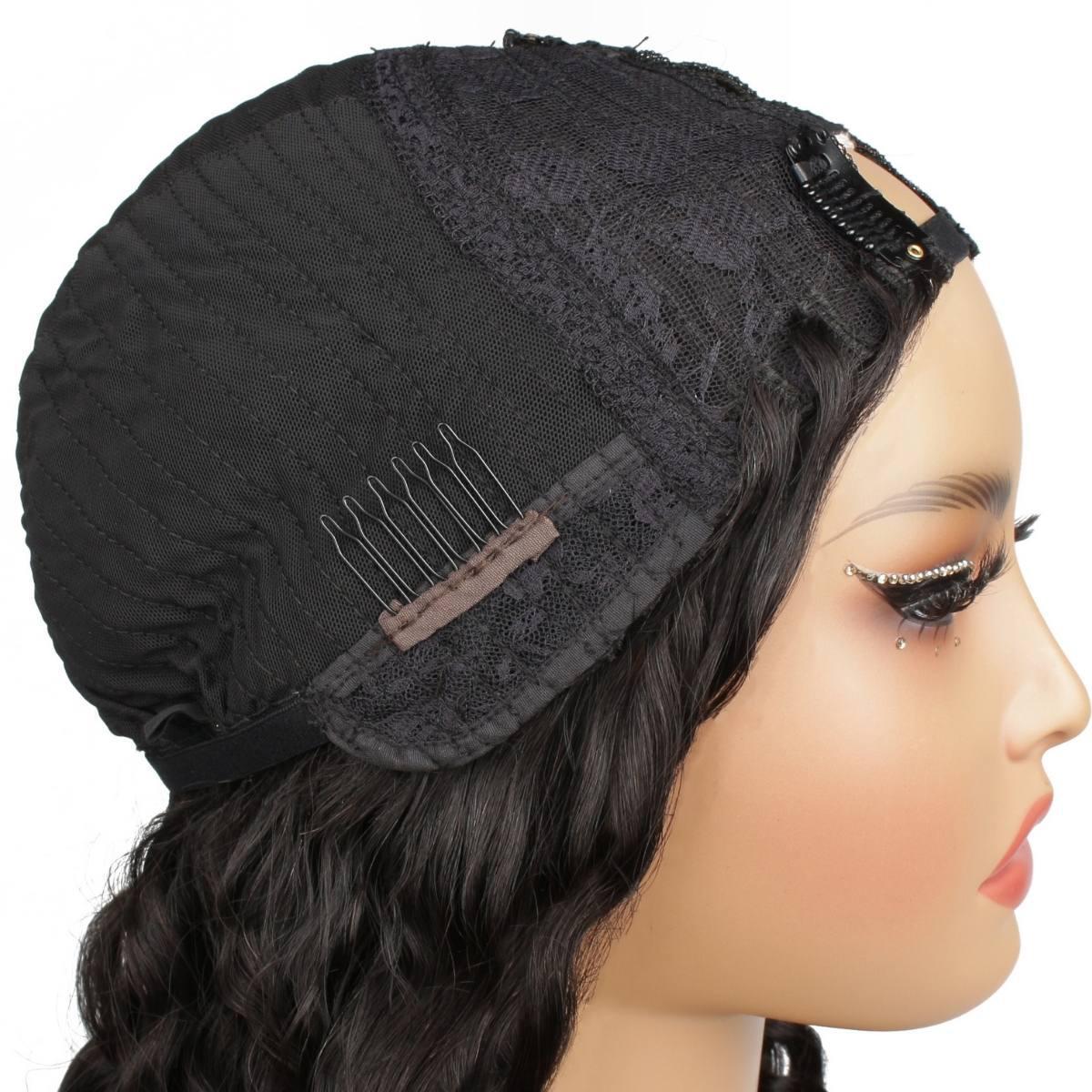 100% Human Hair Wig with Beach Wave V Part - Natural Looking Wavy Hair for Women, Perfect for Daily Wear, Parties, and Cosplay