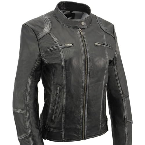 Milwaukee Leather SFL2830 Women's Black Sheepskin Scuba Style Fashion Leather Jacket - Stylish Outerwear for Casual Wear, Night Out & Motorcycle Riding