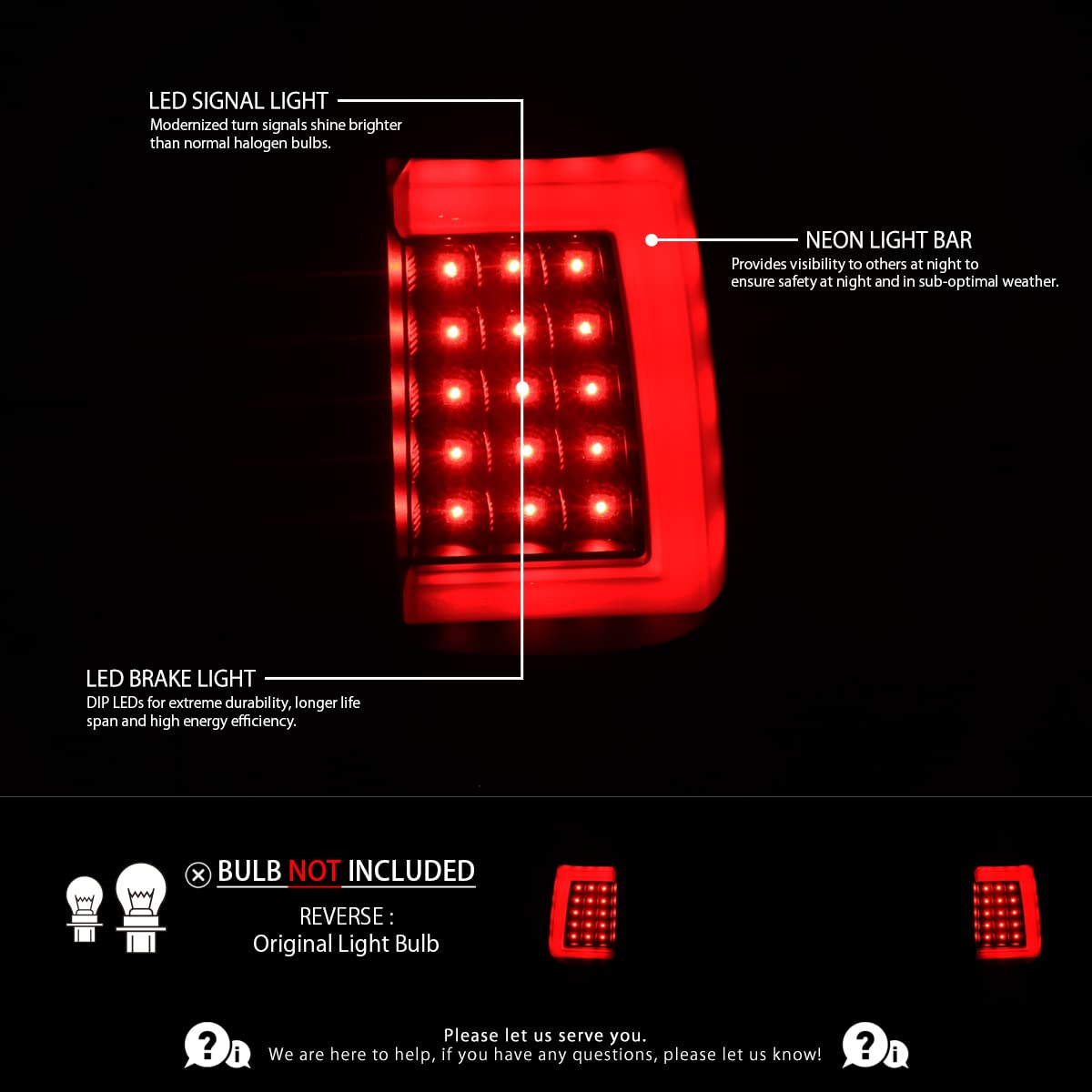 AUTOZENSATION LED Tail Lights Compatible with 1999-2002 Chevy Silverado & GMC Sierra 1500/2500/3500 - Black LED Tail Light Assembly Pair with Red Light Bar | Left & Right Side | Enhanced Visibility & Style for Night Driving & Custom Truck Upgrades