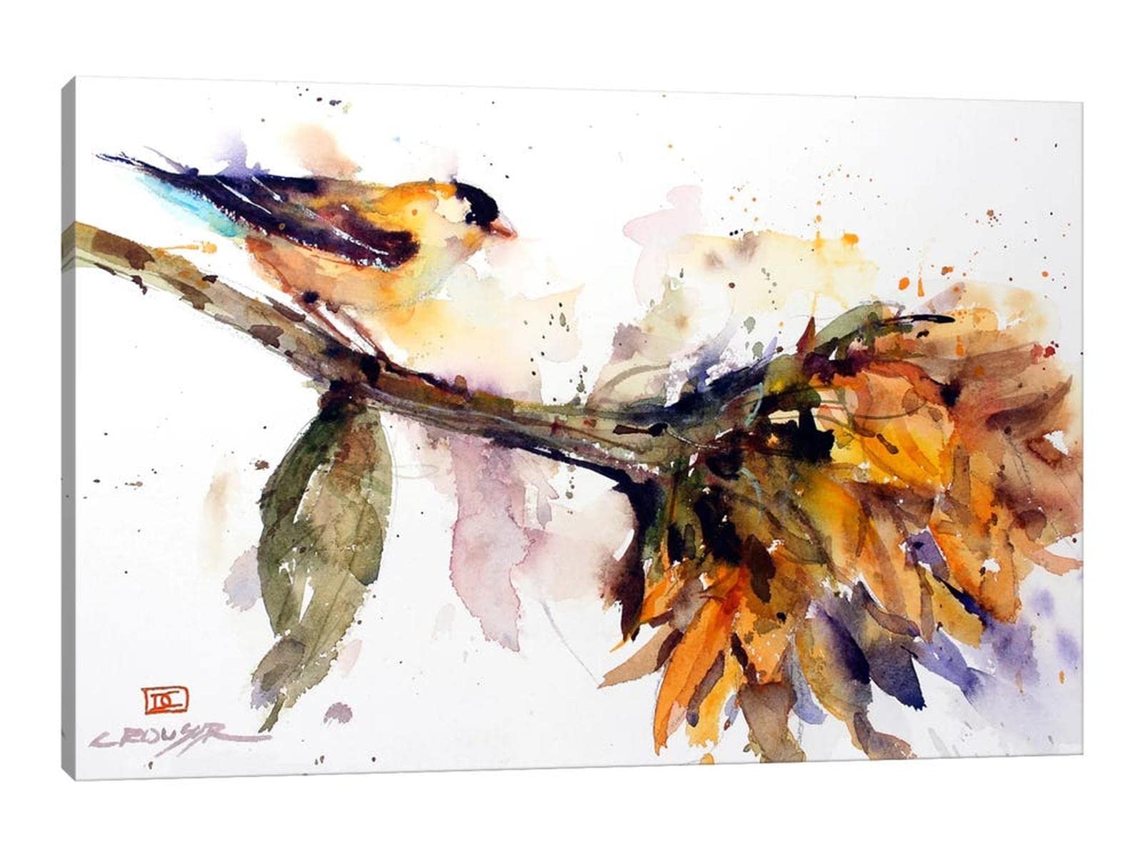 Sunflower Canvas Wall Art - Watercolor Flower Prints for Kitchen & Bathroom Decor (28x40 Inches)