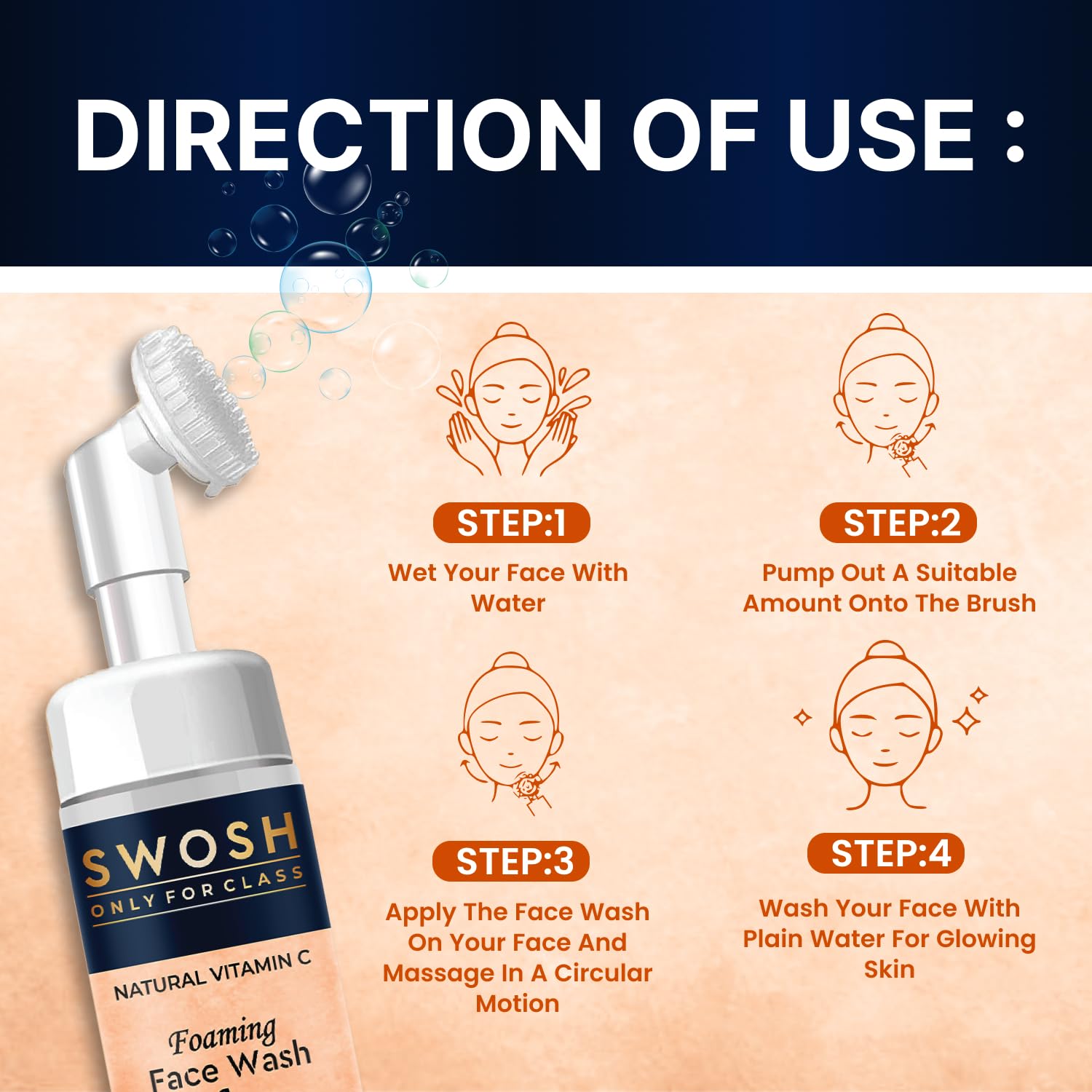 SWOSH Ayurvedic Skin Care Combo Pack - Aloe Vera Face Wash, Apple Face Wash & Vitamin C Face Wash (100ml each) + Vitamin C Serum (30ml) - Deep Cleansing & Moisturizing for Glowing Skin - Perfect for Daily Skincare Routine & Anti-Aging Care