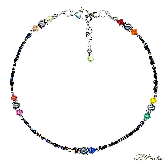 Black Rainbow Pearl Bali Beaded Anklet - Handmade Boho Ankle Bracelet for Women, Summer Beach Jewelry Gift | Perfect for Vacations, Weddings & Festival Accessories