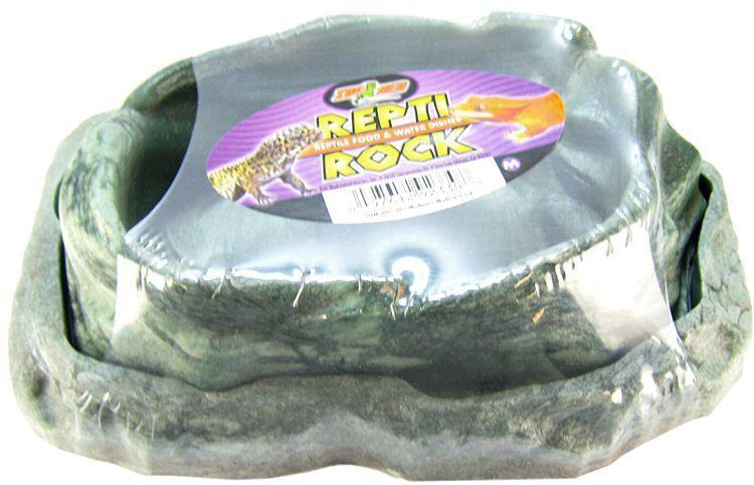 Zoo Med Repti Rock Medium Reptile Food & Water Dish - Natural Stone Design for Lizards, Snakes & Turtles - Perfect for Terrariums & Reptile Habitats