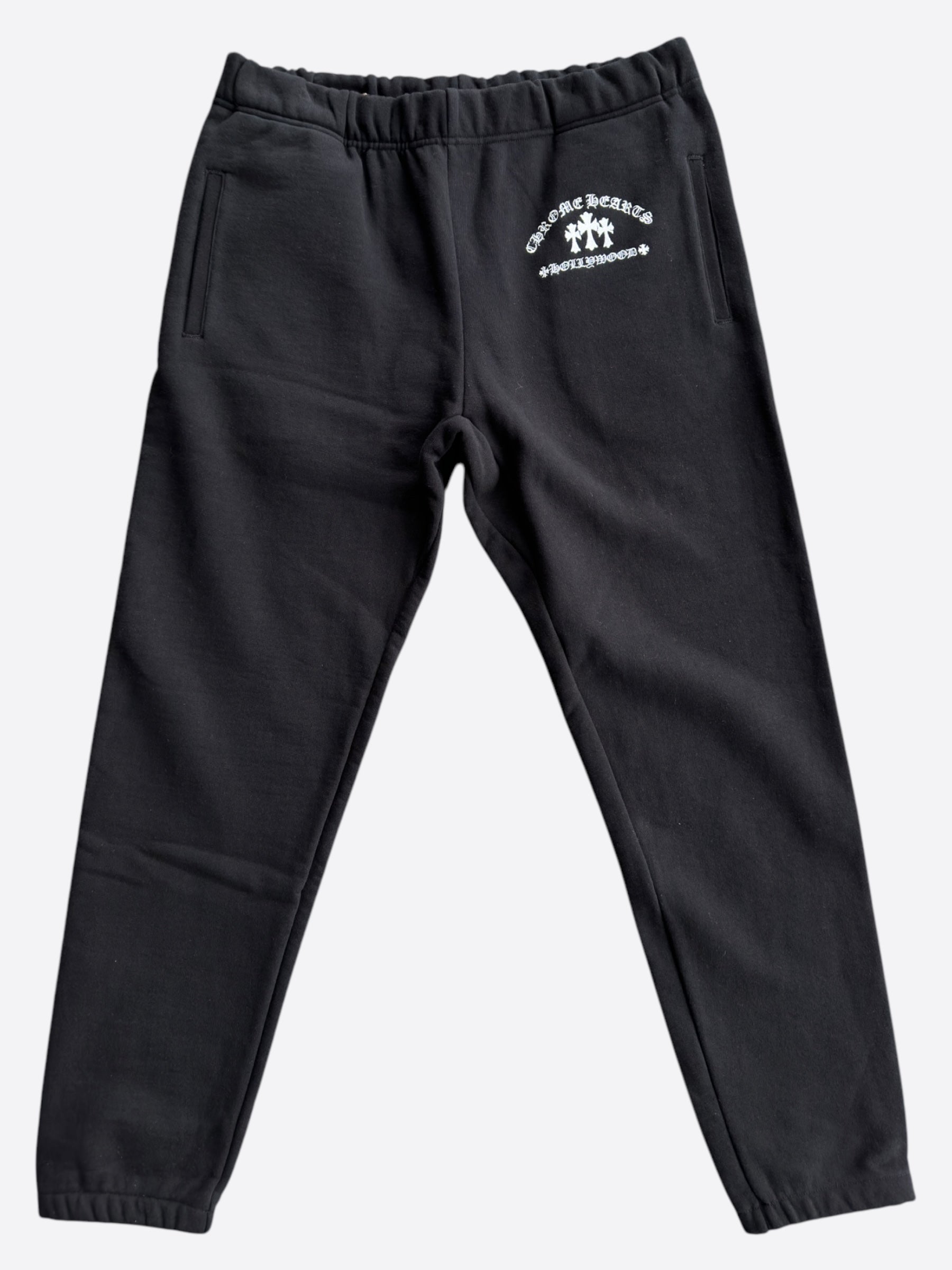 Chrome Hearts Black & White Triple Cross Embroidered Sweatpants | Luxury Streetwear | Perfect for Casual Outfits & Hip-Hop Fashion