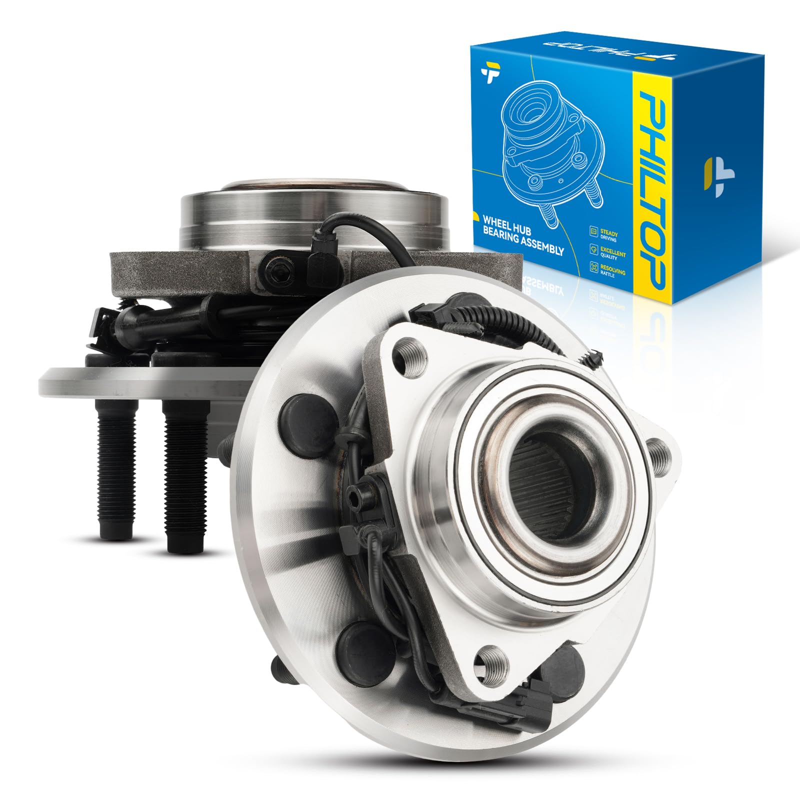 PHILTOP 515151 Front Wheel Hub Bearing Assembly Replacement for Ram 1500 Classic 2019-2021 & 1500 2012-2018 - 5 Lug Wheel Bearings (2-Piece Set) - Perfect for Off-Roading, Towing, and Daily Driving