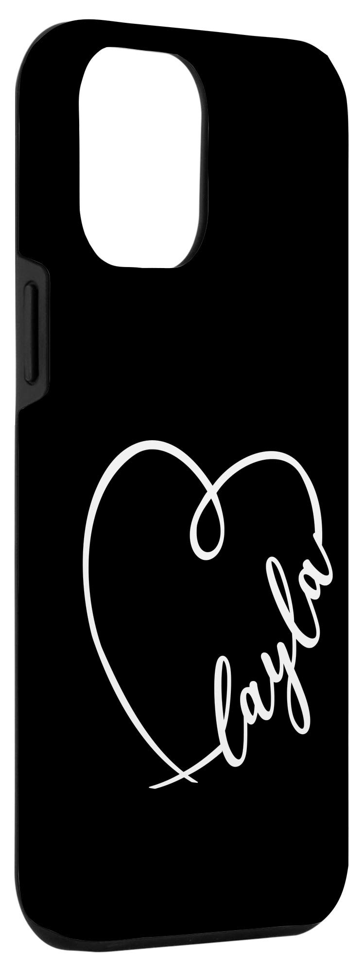 iPhone 12 Pro Max Case - Layla Name Minimalist Heart Calligraphy Design | Slim Protective Phone Cover for Women | Perfect Gift for Birthday, Anniversary & Valentine's Day