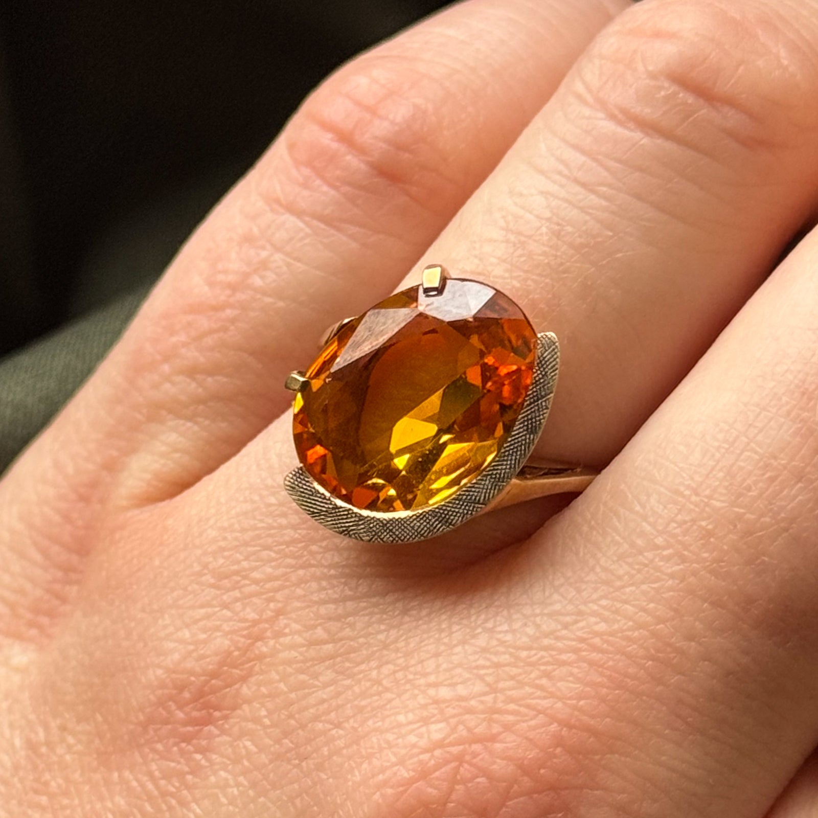 Exquisite 8.29ct Synthetic Yellow Sapphire Cocktail Ring - Size 6.25 - Elegant Statement Jewelry for Evening Parties & Special Occasions