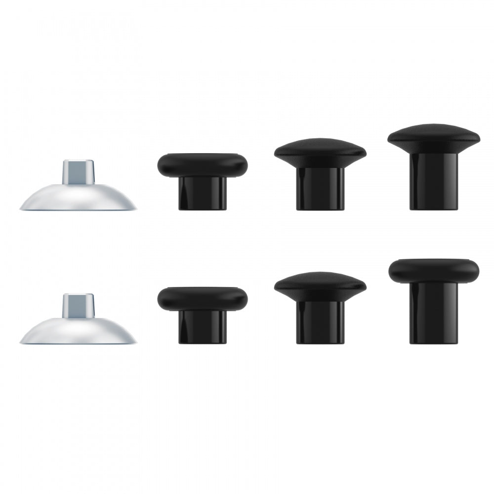 eXtremeRate Interchangeable Ergonomic Thumbsticks for PS4 Slim/PS4 Pro/PS5 Controller - 3 Height Adjustable Joystick with Domed & Concave Grips (Chrome Silver & Black) - Perfect for FPS, Racing & Fighting Games - Model P4J1105