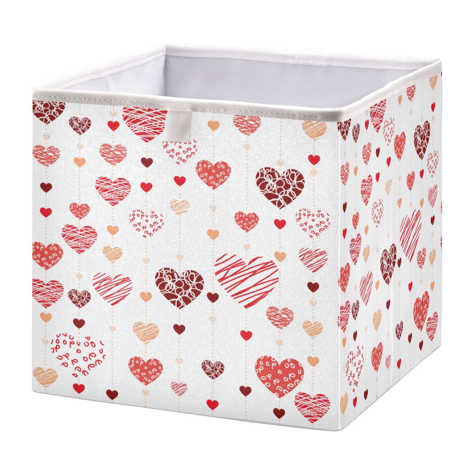 DOMIKING Valentine's Day Heart-Shaped Storage Bin - Foldable Fabric Storage Box with Sturdy Handle for Closet, Shelves & Bedroom Organization (11 Inch) - Perfect for Holiday Decor, Gift Wrapping & Seasonal Storage