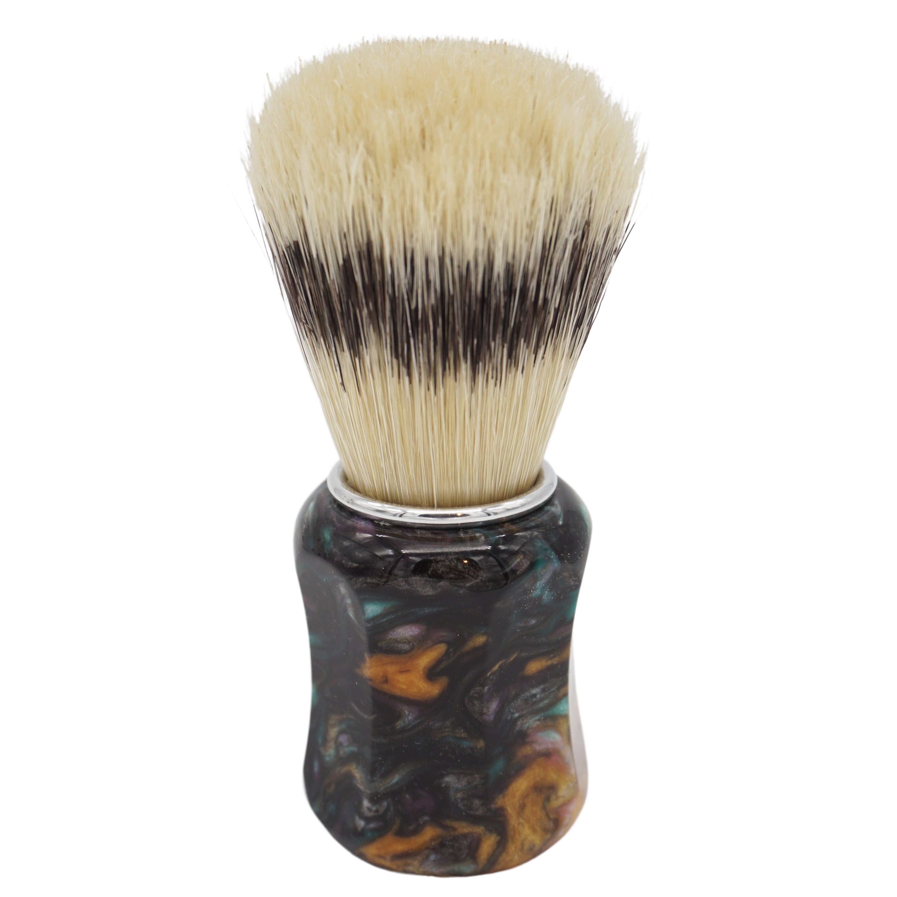 Premium 24mm Semogue Striped Boar Shaving Brush with Dark Abalone Resin Handle - Factory Second by Shavemac & AP Shave Co. - Perfect for Wet Shaving, Grooming Kits & Luxury Bathroom Essentials