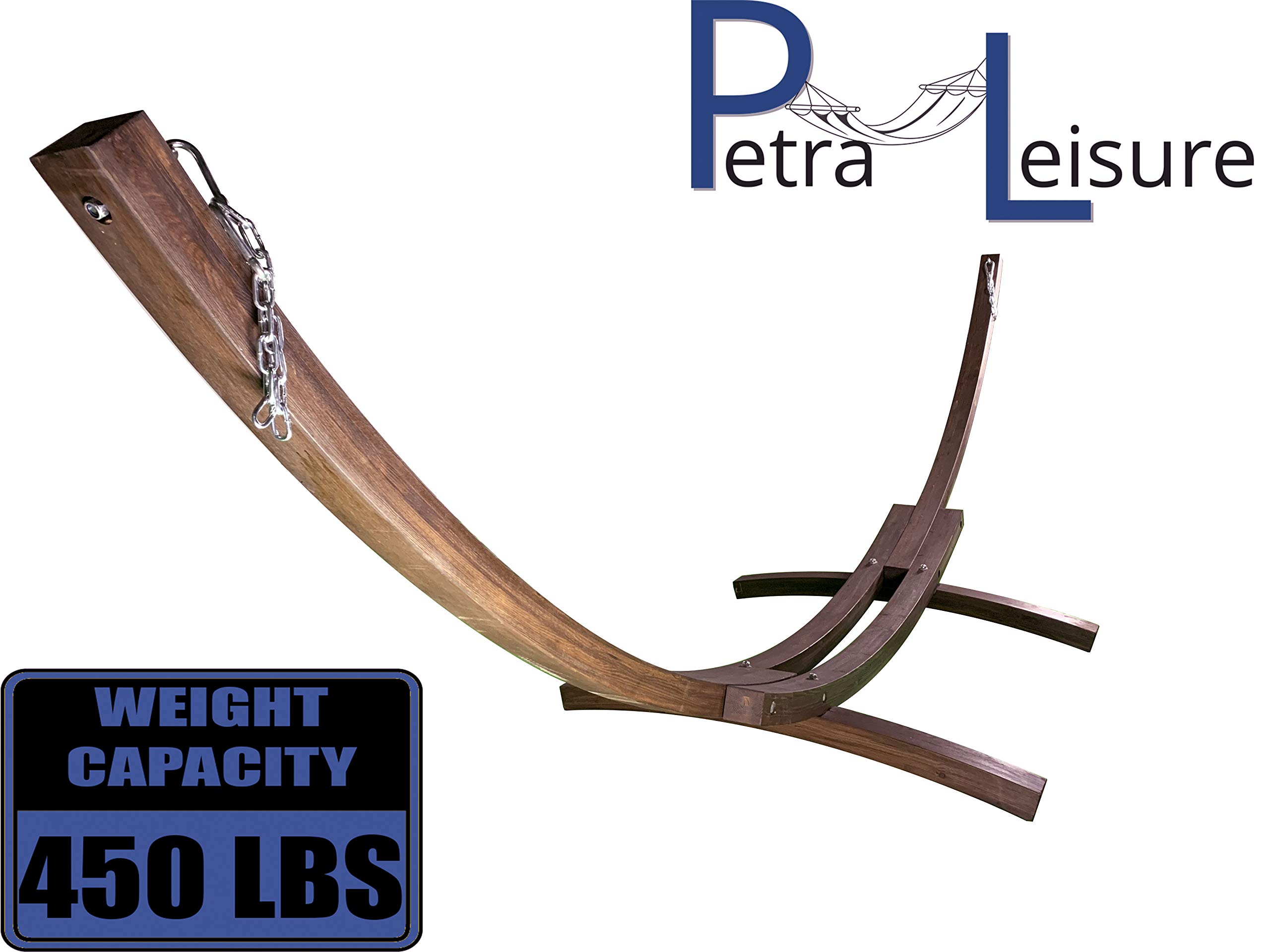 14 Ft. Wooden Arc Hammock Stand - 450 LB Weight Capacity - Coffee Stain Finish - Perfect for Backyard, Patio, Garden Relaxation and Outdoor Lounging