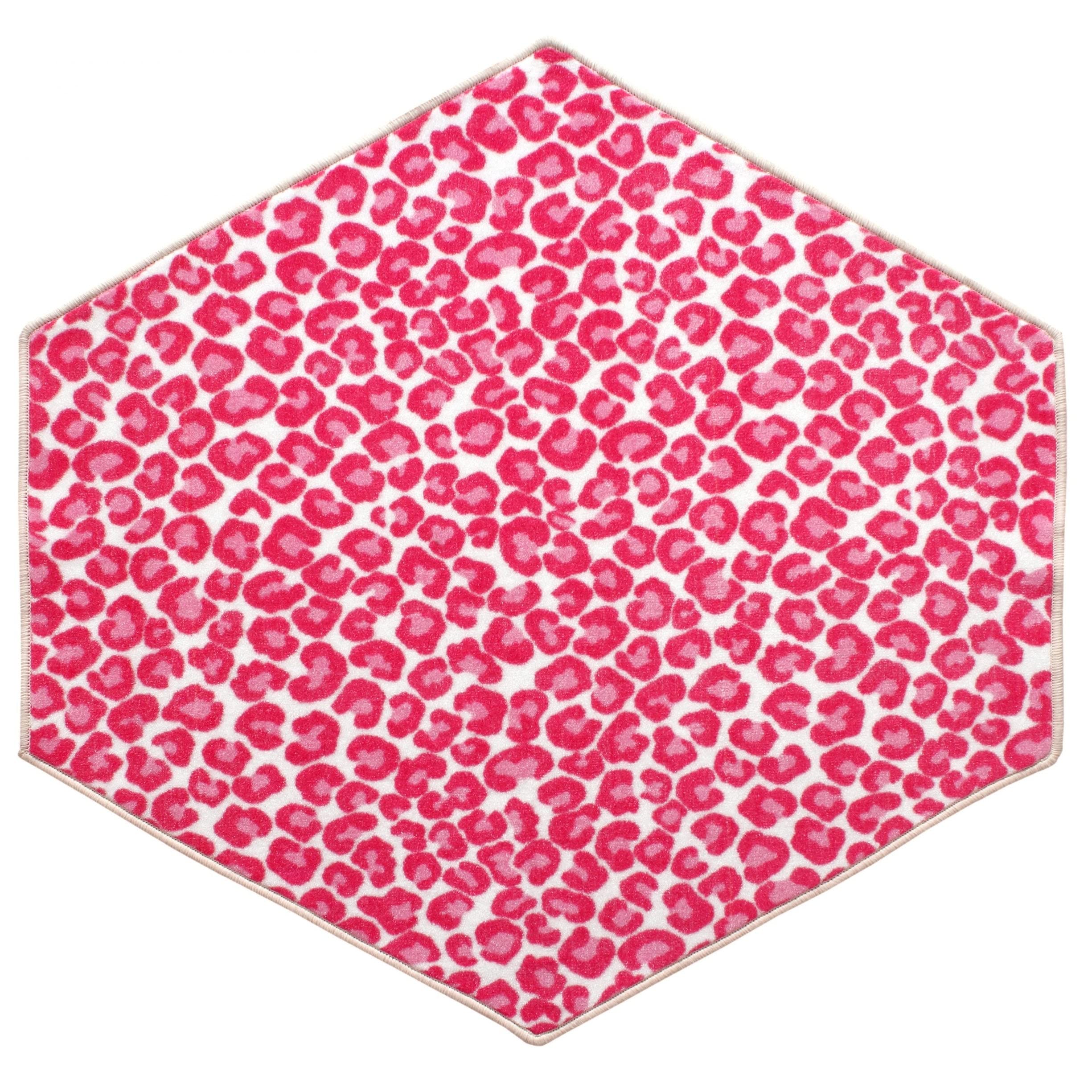 Cheetah Print Hexagon Area Rug - Stain-Resistant Animal Print Rug with Eye-Catching Design for Living Room, Bedroom & Home Décor - 5' Versatile Non-Slip Rug for Modern Spaces