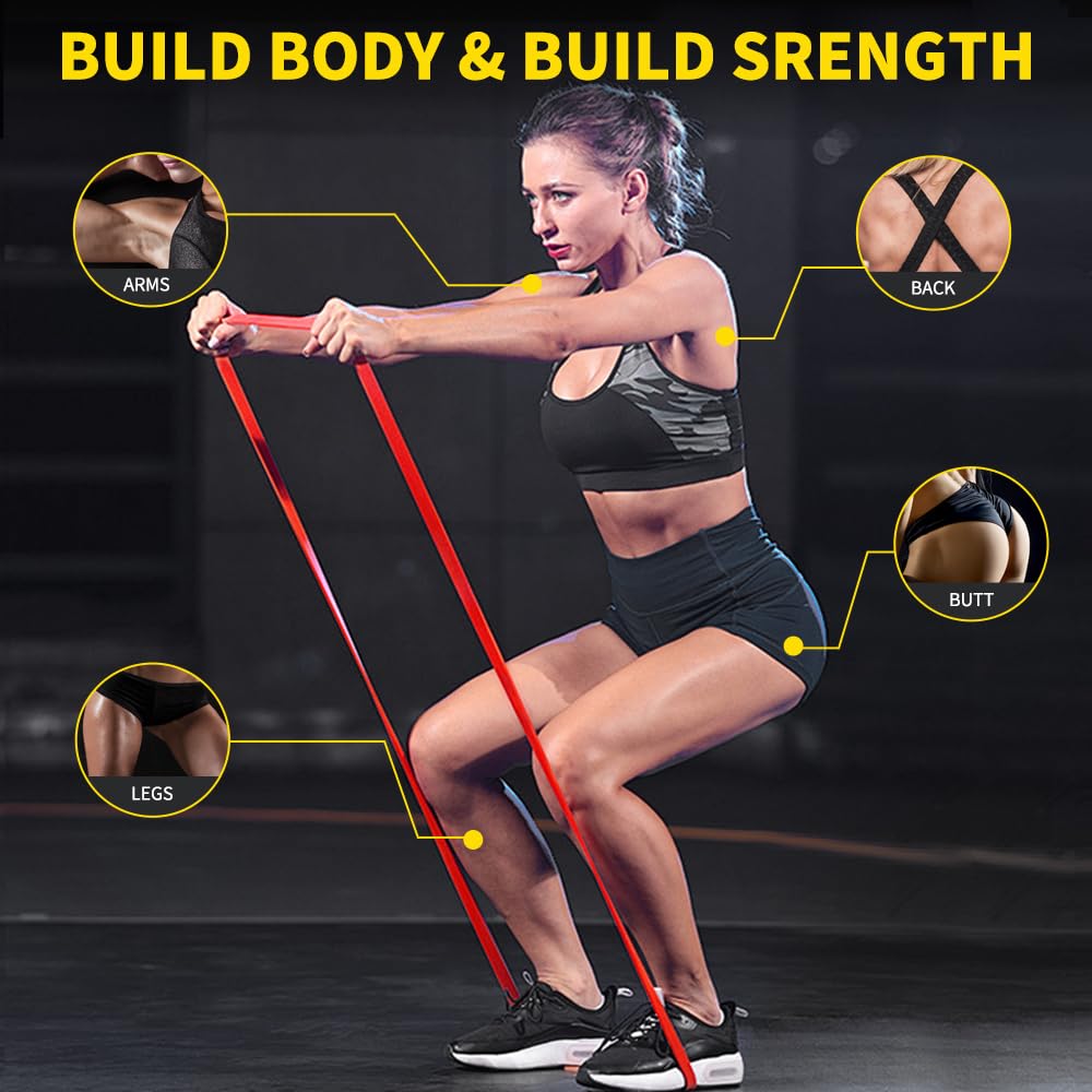 Premium Latex Resistance Bands for Pull Ups, Workouts & Powerlifting - Home & Gym Fitness Training - Ideal for Strength Training, Stretching & Bodybuilding Exercises