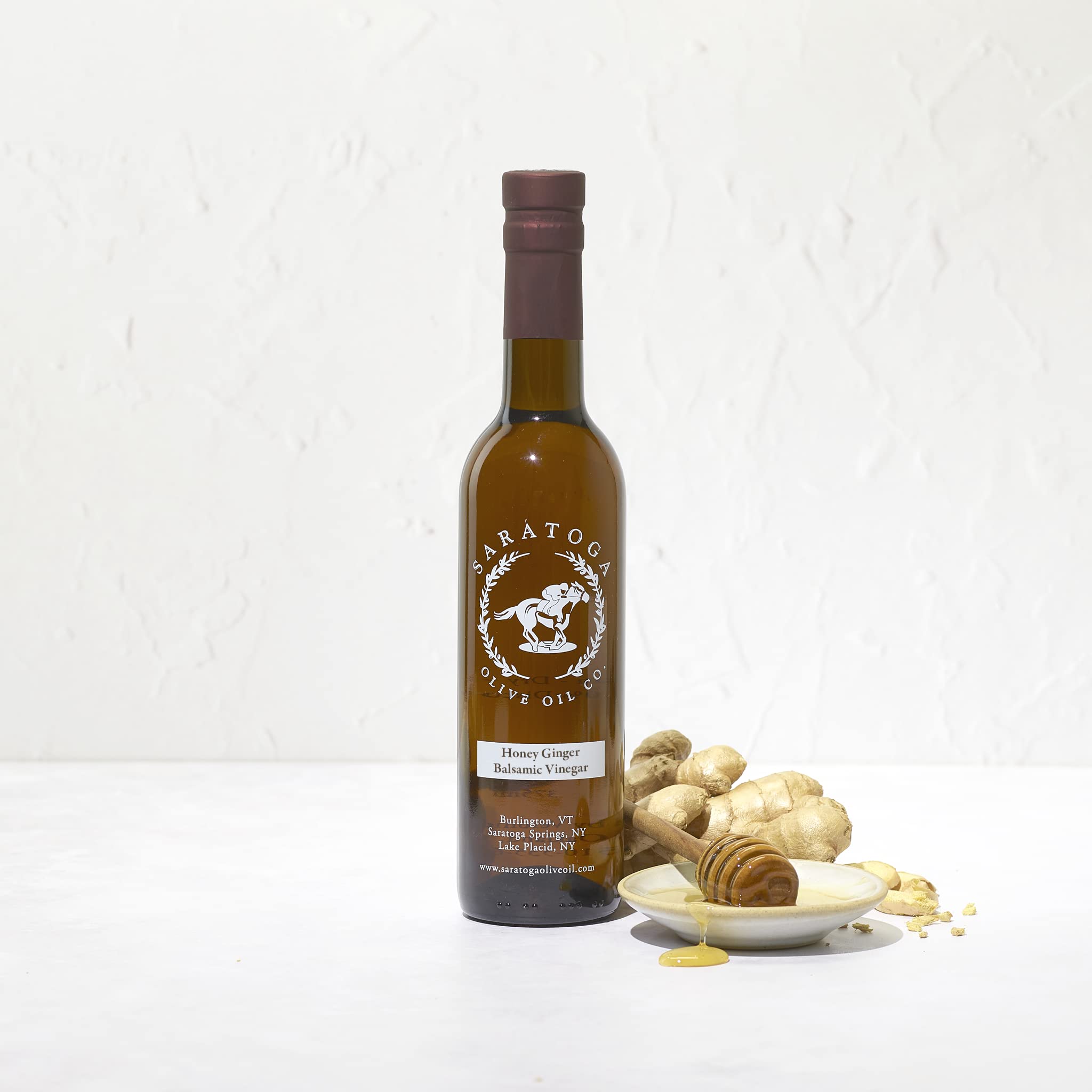 Saratoga Olive Oil Company Honey Ginger White Balsamic Vinegar - 200ml (6.8oz) - Premium Gourmet Vinegar for Salads, Marinades & Cocktails