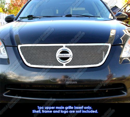 APS Compatible with Nissan Altima 2002-2004 Main Upper Stainless Steel Chrome Mesh Front Grill Grille Insert S18-T60457N - Upgrade Your Car's Style & Protection for Daily Driving & Car Shows