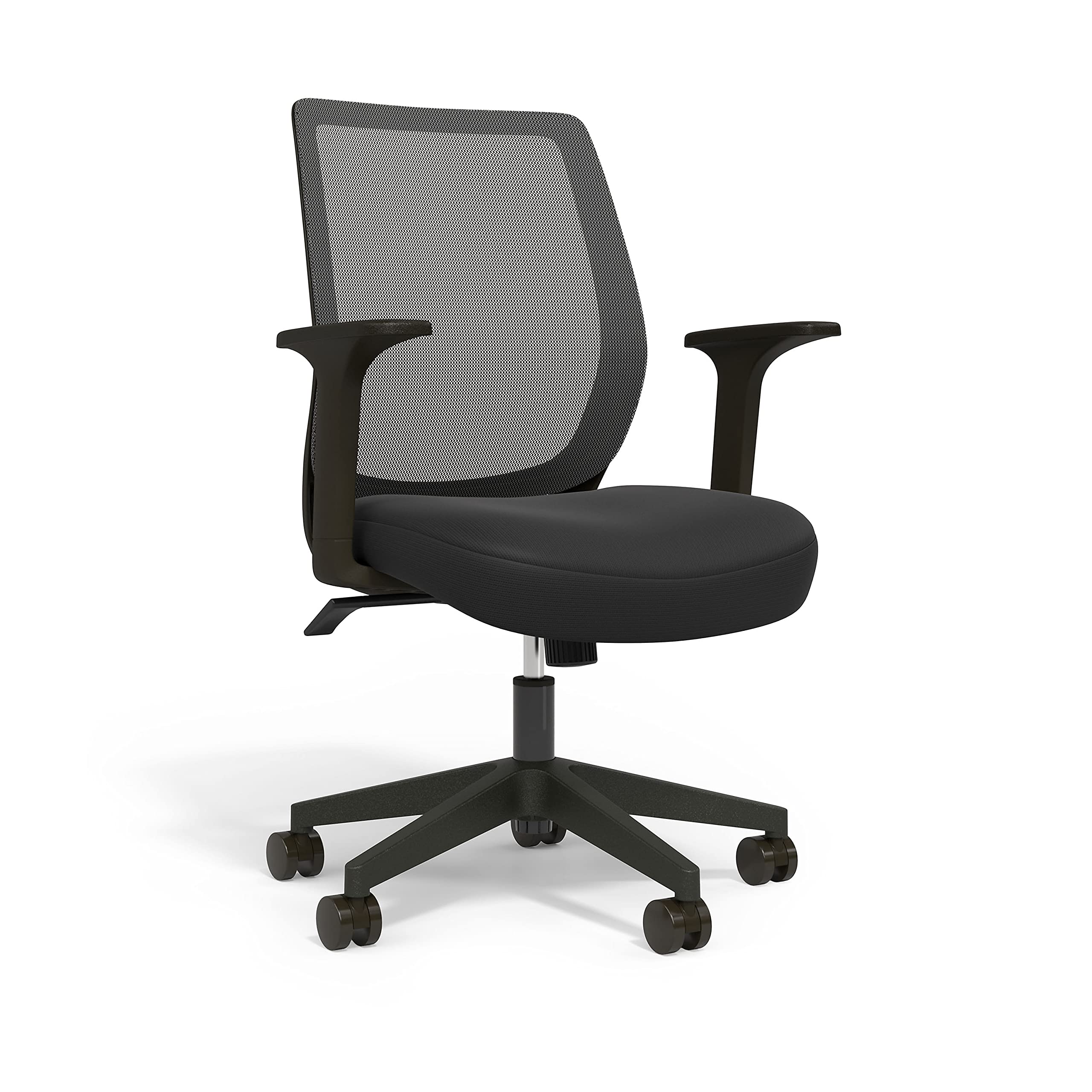 Ergonomic Mesh Back and Fabric Task Chair with Adjustable Height - Black - Perfect for Home Office, Gaming, and Workspace Comfort