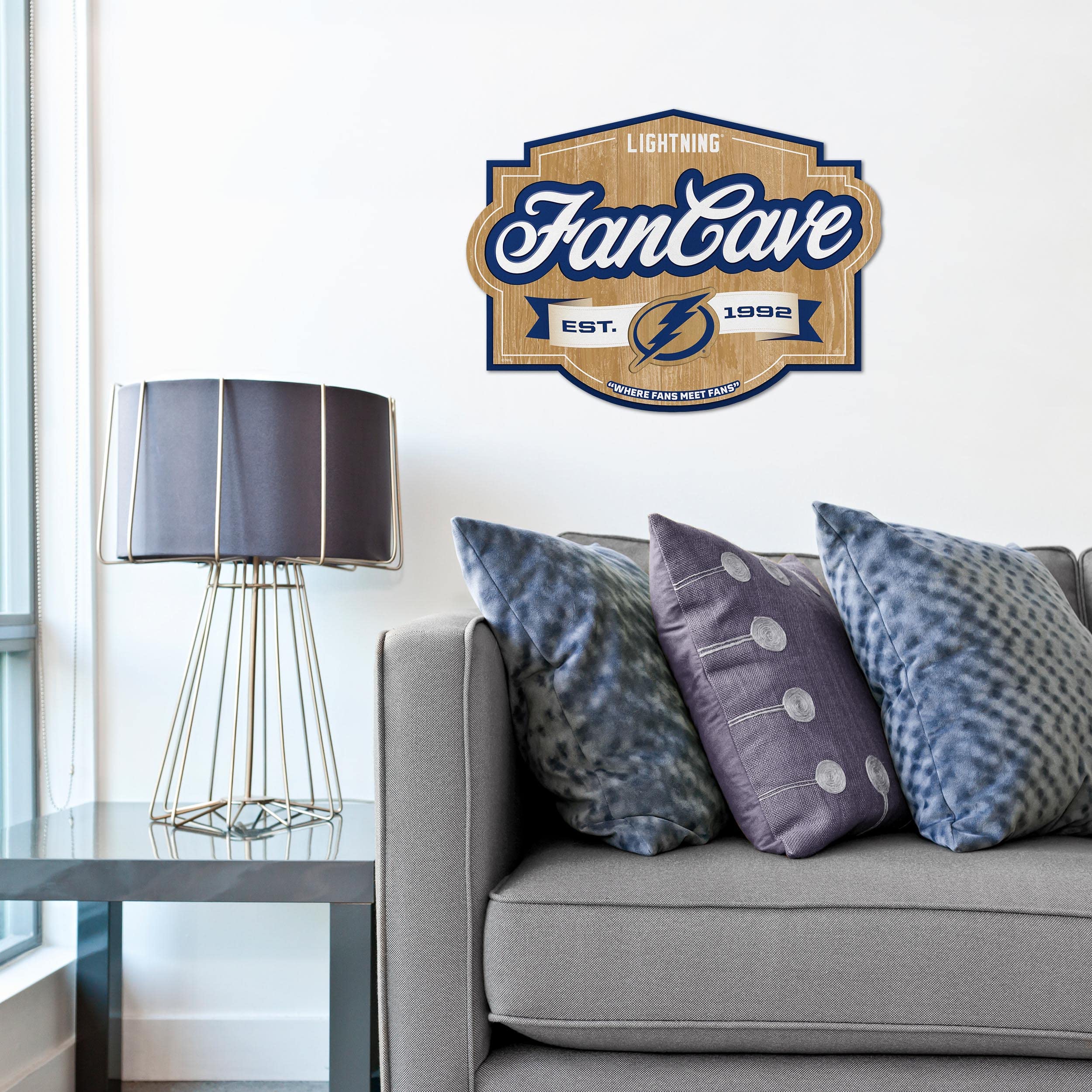 YouTheFan NHL Tampa Bay Lightning Fan Cave Sign - Officially Licensed Hockey Room Decor for Man Cave, Game Room & Sports Bar - Perfect for Tampa Bay Lightning Fans & Hockey Enthusiasts