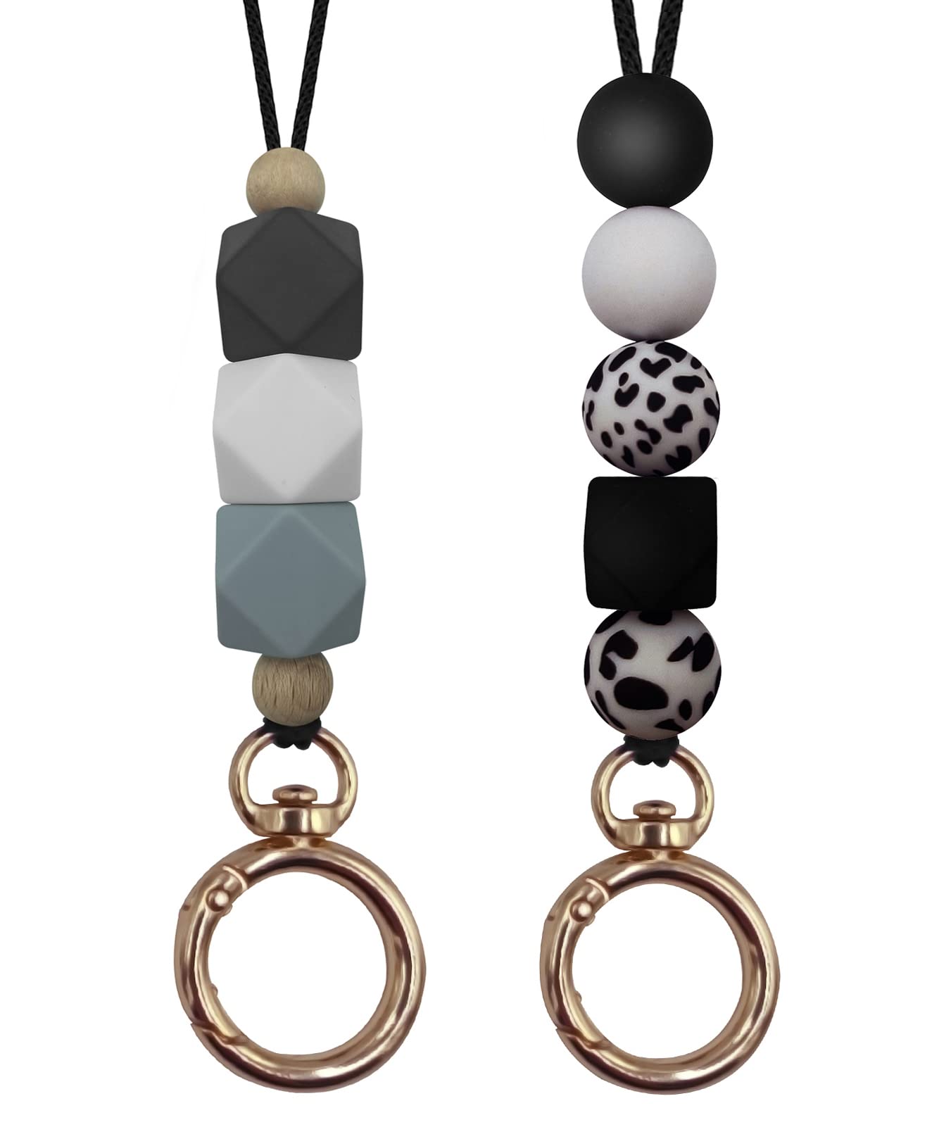 Cute Silicone Beaded Lanyard for Teachers & Students - ID Badge & Key Holder (2pcs) - Perfect for School & Office