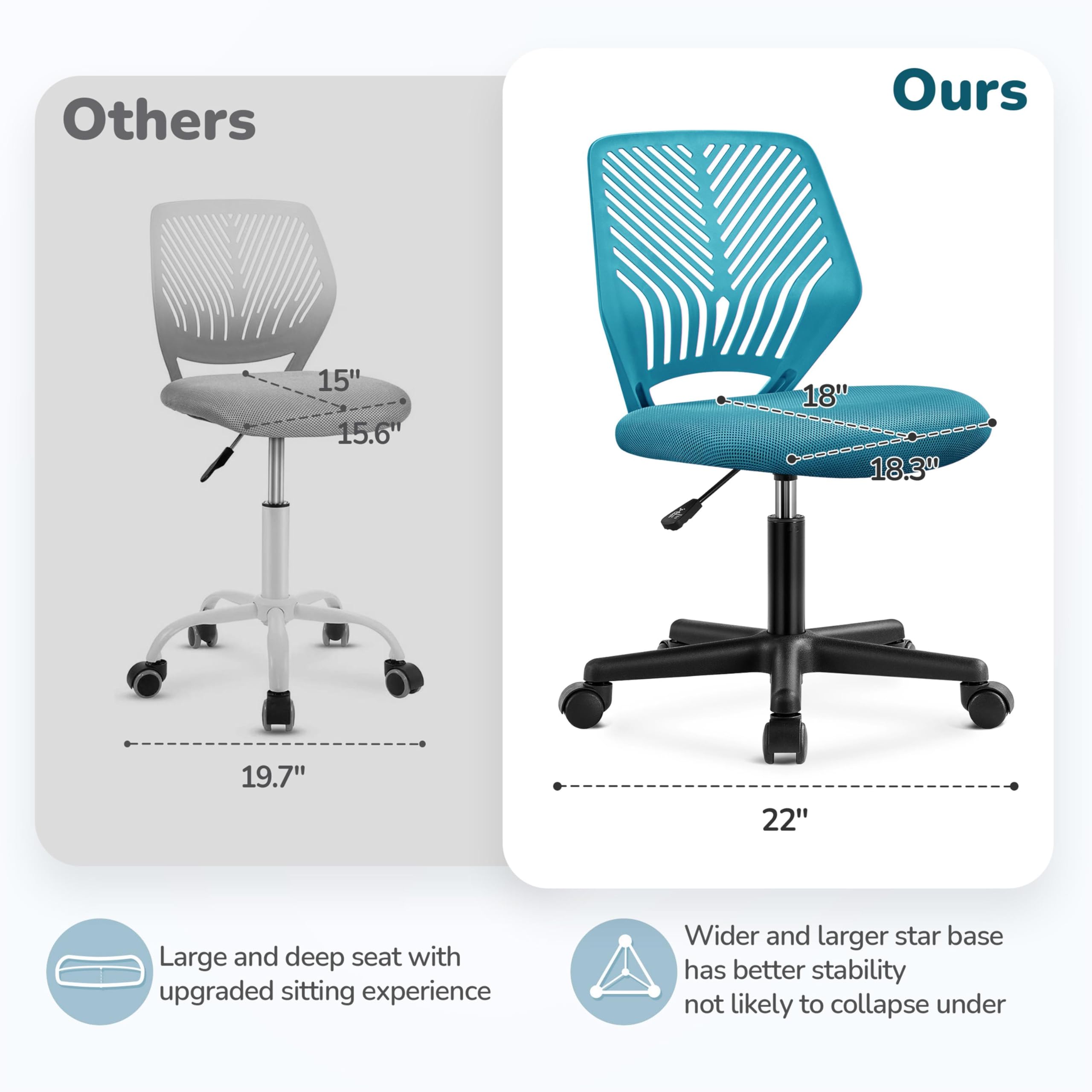 Yaheetech Kids Study Chair - Adjustable Height, Lumbar Support for Bedroom & School