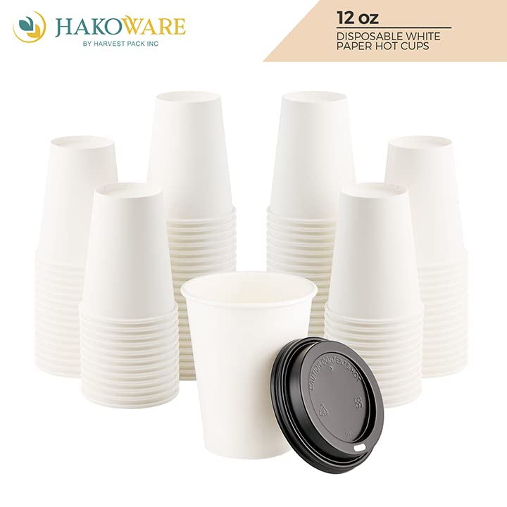 1000 Count 12 oz White Disposable Paper Cups - Hot & Cold Beverage Cups for Coffee, Tea, Cocoa, Cappuccino, Latte | Perfect for Cafes, Offices, Parties & Home Use
