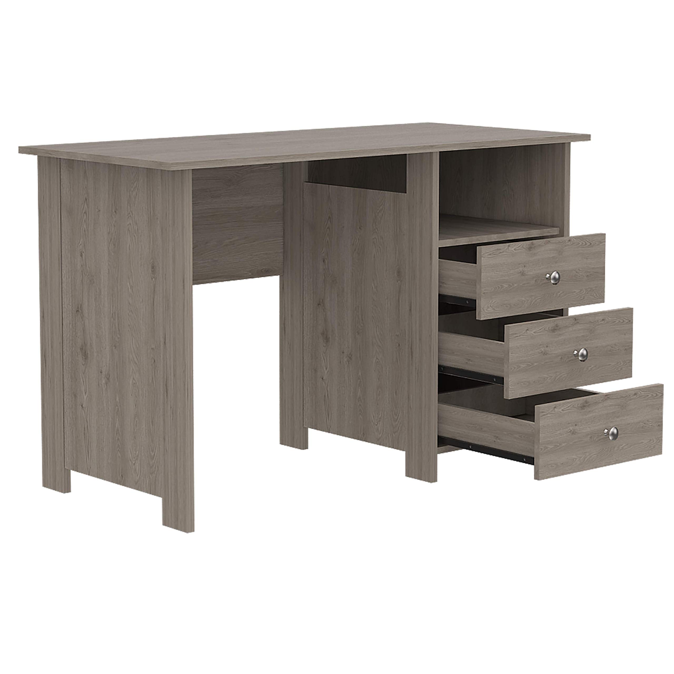Modern Engineered Wood Ash Bianco Computer Desk - Home Office Workstation for Writing, Gaming & Study | Tuhome