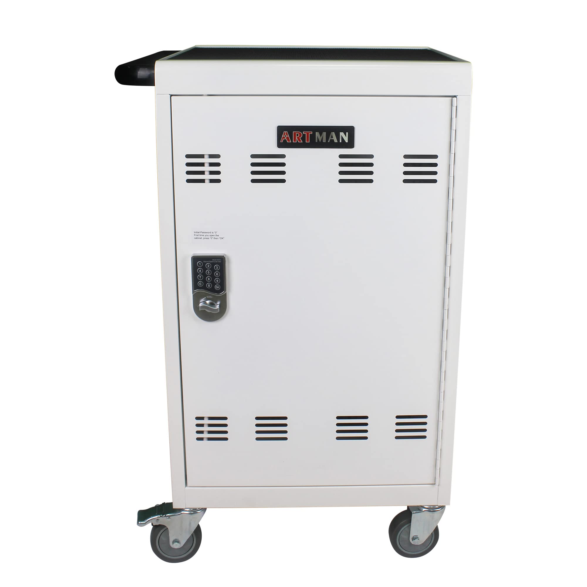 30-Device Mobile Charging Cart with Electronic Lock - Secure Laptop & iPad Charging Station for Schools & Offices - Fits Chromebooks & 17-Inch Laptops (Antique White & Steel) - Perfect for Classroom, Library & Office Device Management