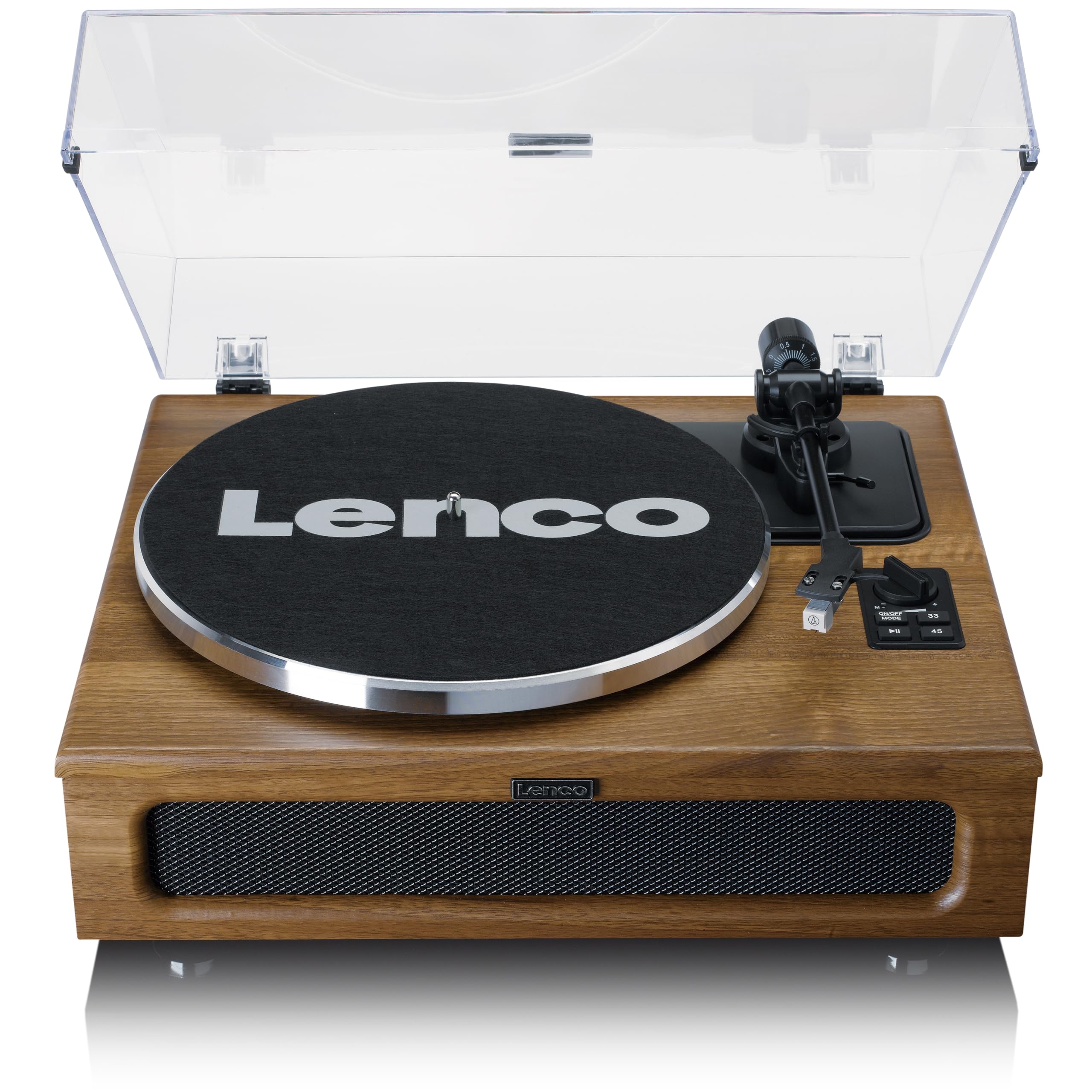 Lenco LS-410WA Bluetooth Turntable with Built-in Speakers - Wooden Vintage Record Player with Extra Needle - Perfect for Home, Office & Retro Music Lovers