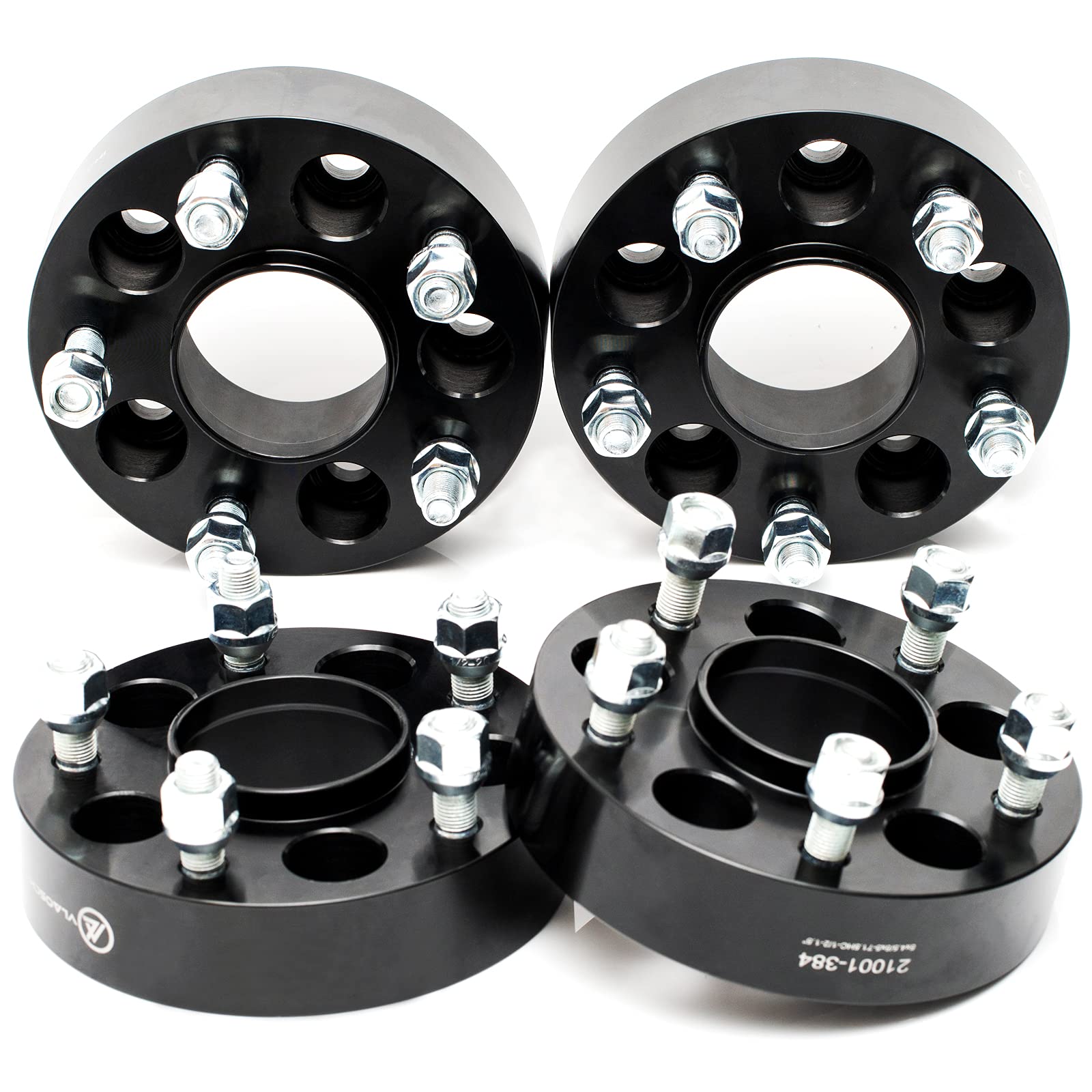 VLAOSCHI 1.5 Inch Black Forged 5x4.5 Hubcentric Wheel Spacers with 14x1.5 Studs - 70.5mm Hub Bore - Compatible with Ford 5 Lug 5x114.3 Vehicles (2015-2022 Mustang, 2020-2022 Explorer) - Pack of 4 - Perfect for Enhanced Stance & Performance Upgrades