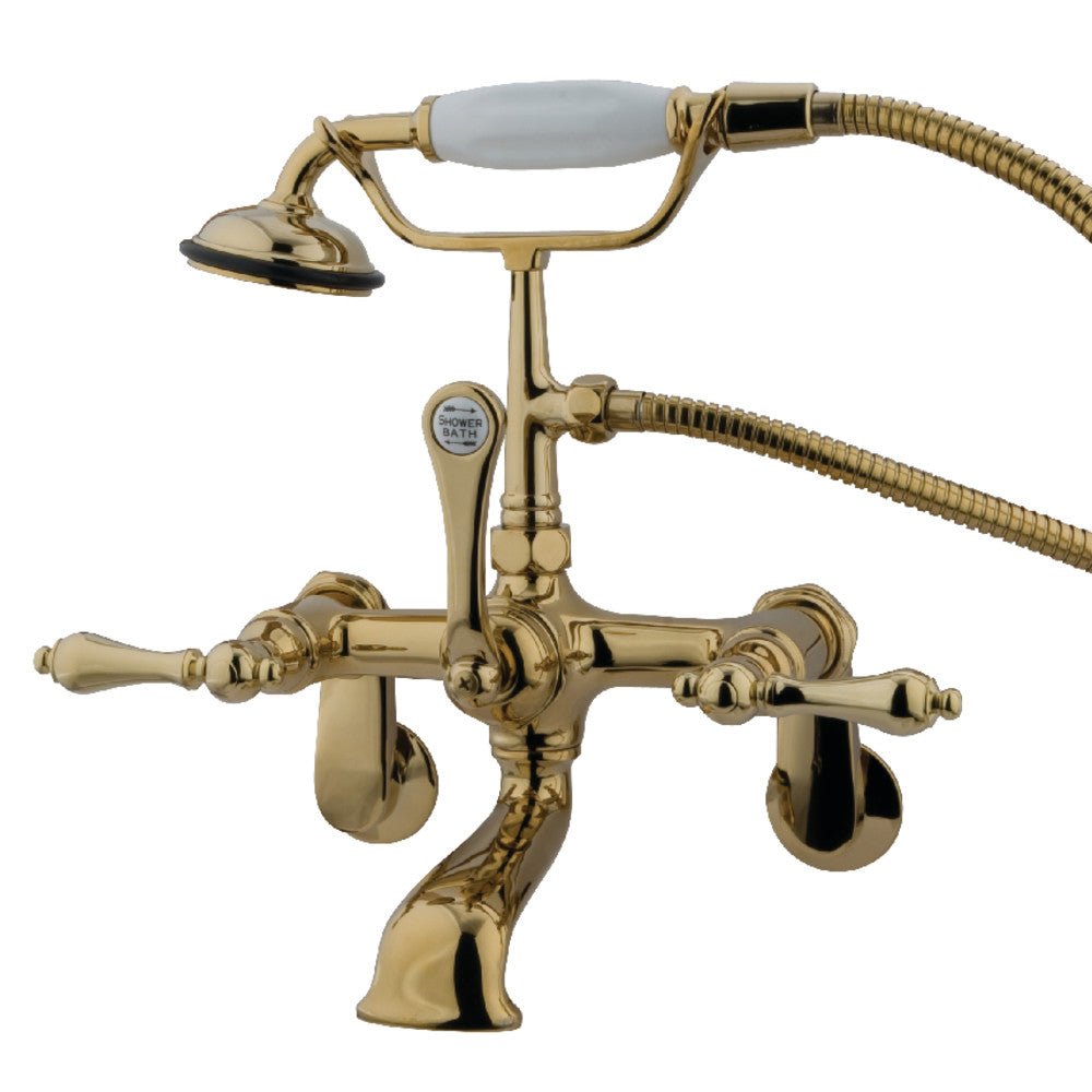 Vintage Wall Mount Clawfoot Tub Faucet with Hand Shower - Kingston Brass CC52T1 | Classic Bathroom Fixture for Clawfoot & Freestanding Tubs | Perfect for Vintage Bathroom Renovations
