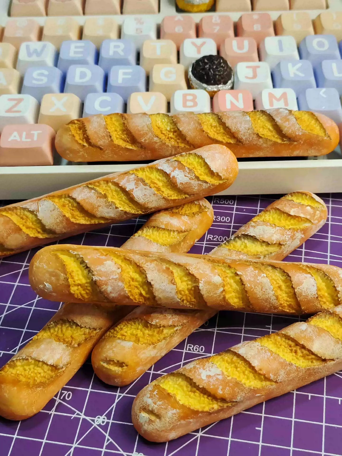 Handmade Resin Clay Food Collection Keycaps - Custom Stone Plastic Clay Artisan Keycaps for Mechanical Keyboards | Unique Keyboard Decor for Gaming & Office Use
