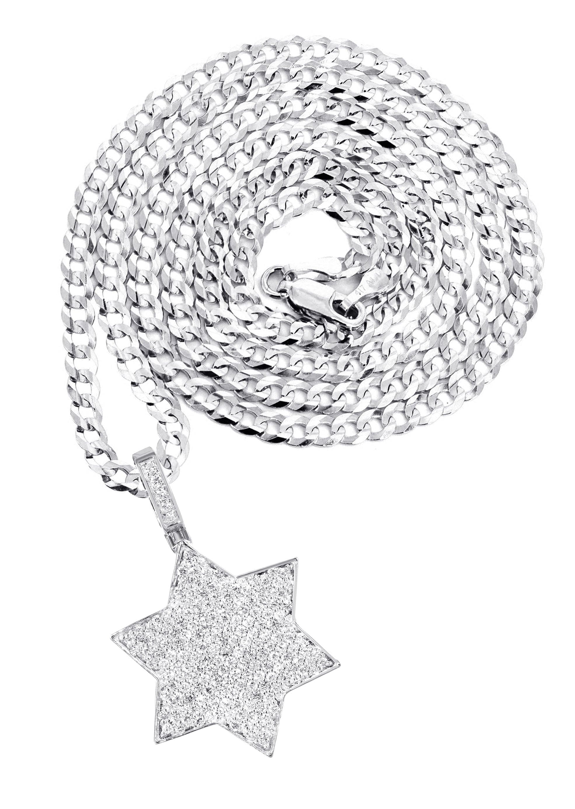 14K White Gold Diamond Star of David Necklace - 1.58 Carat Genuine Diamond Pendant | Elegant Jewish Jewelry Gift for Women, Perfect for Hanukkah, Bar Mitzvah & Special Occasions