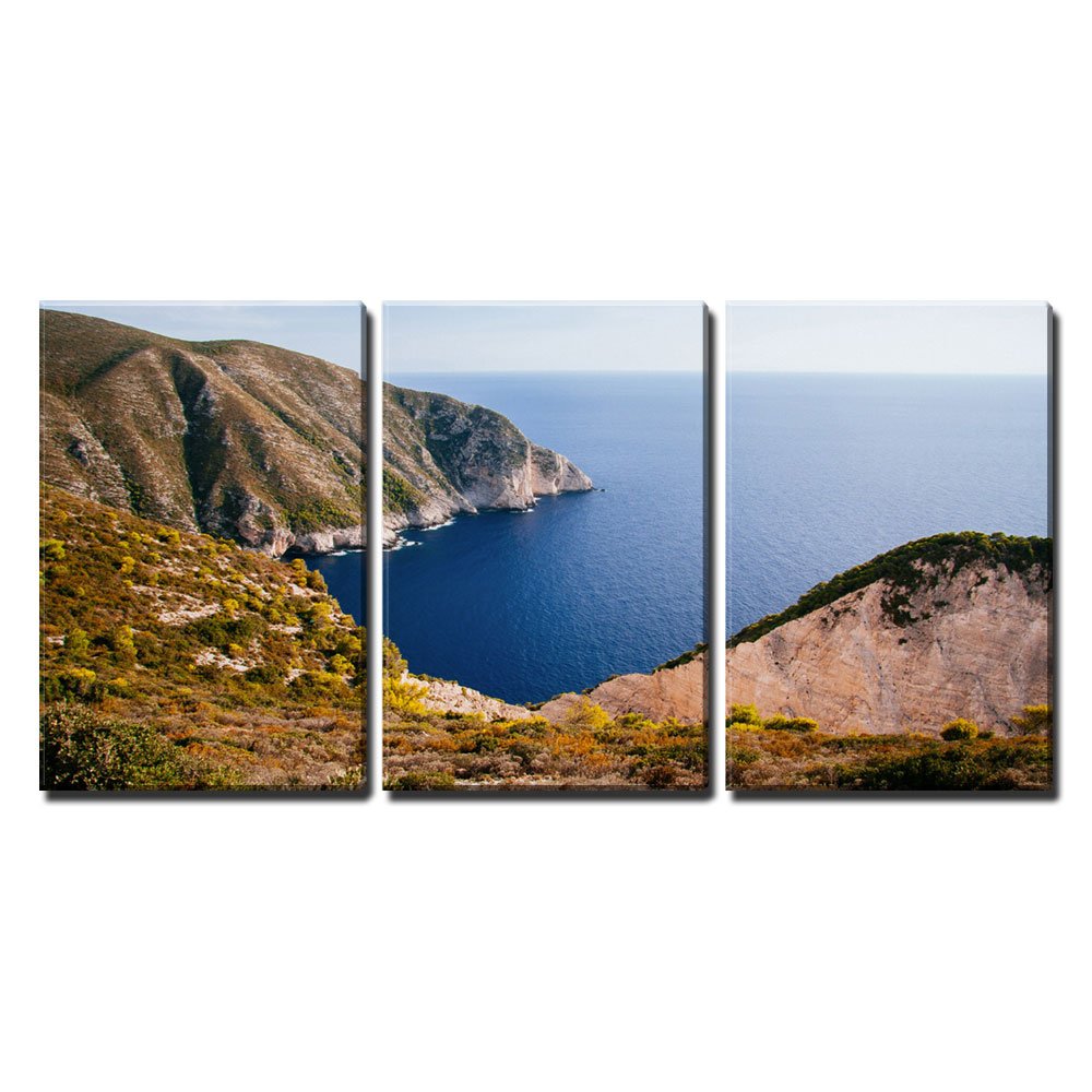 Wall26 - 3 Piece Canvas Wall Art Set - Seascape Mountain & Ocean Painting - Modern Framed Ready to Hang Home Decor (24