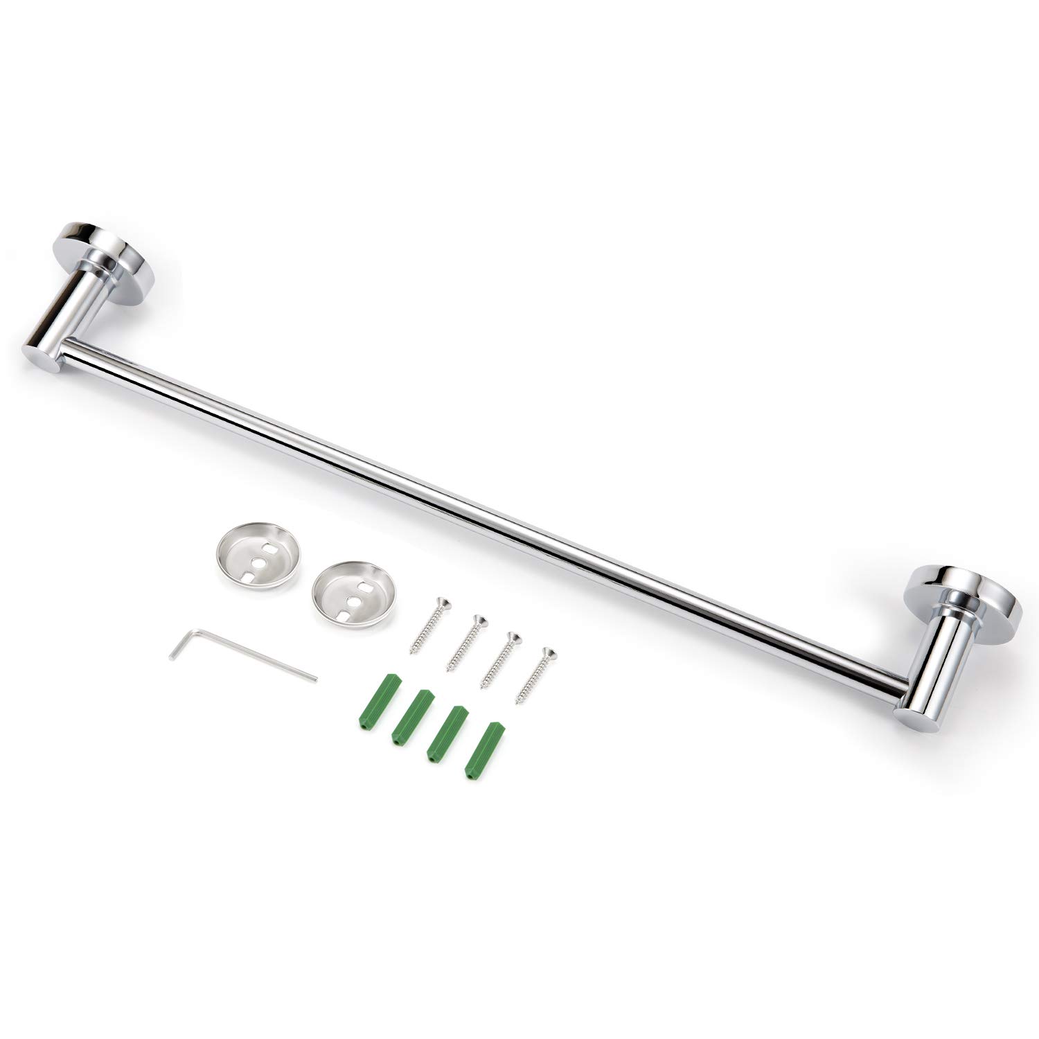 JiePai 18 Inch Chrome Stainless Steel Bath Towel Bar - Wall Mounted Bathroom Towel Rack & Kitchen Dish Cloth Hanger for Home, Hotel, Spa (Polished Chrome Finish)