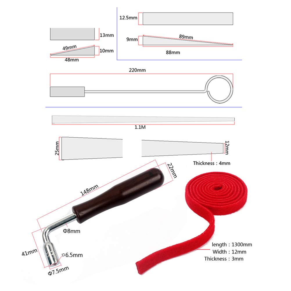 6-Piece Piano Wrench Set - Professional Piano Tuning and Repair Tools for Home, Studio, and Stage Use