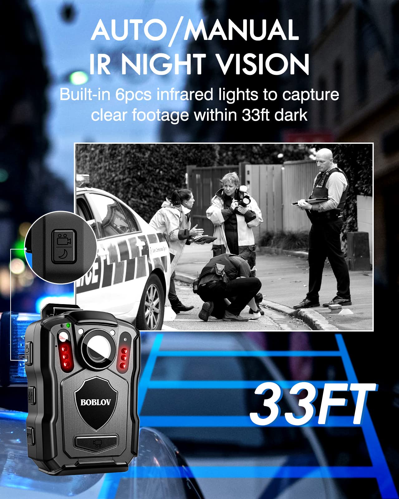 BOBLOV M5 128GB 2K Police Body Camera with GPS, 1440P HD Body Worn Camera, 4200mAh Battery & IP67 Waterproof - Bundle Deal for Law Enforcement, Security Guards, and Outdoor Activities