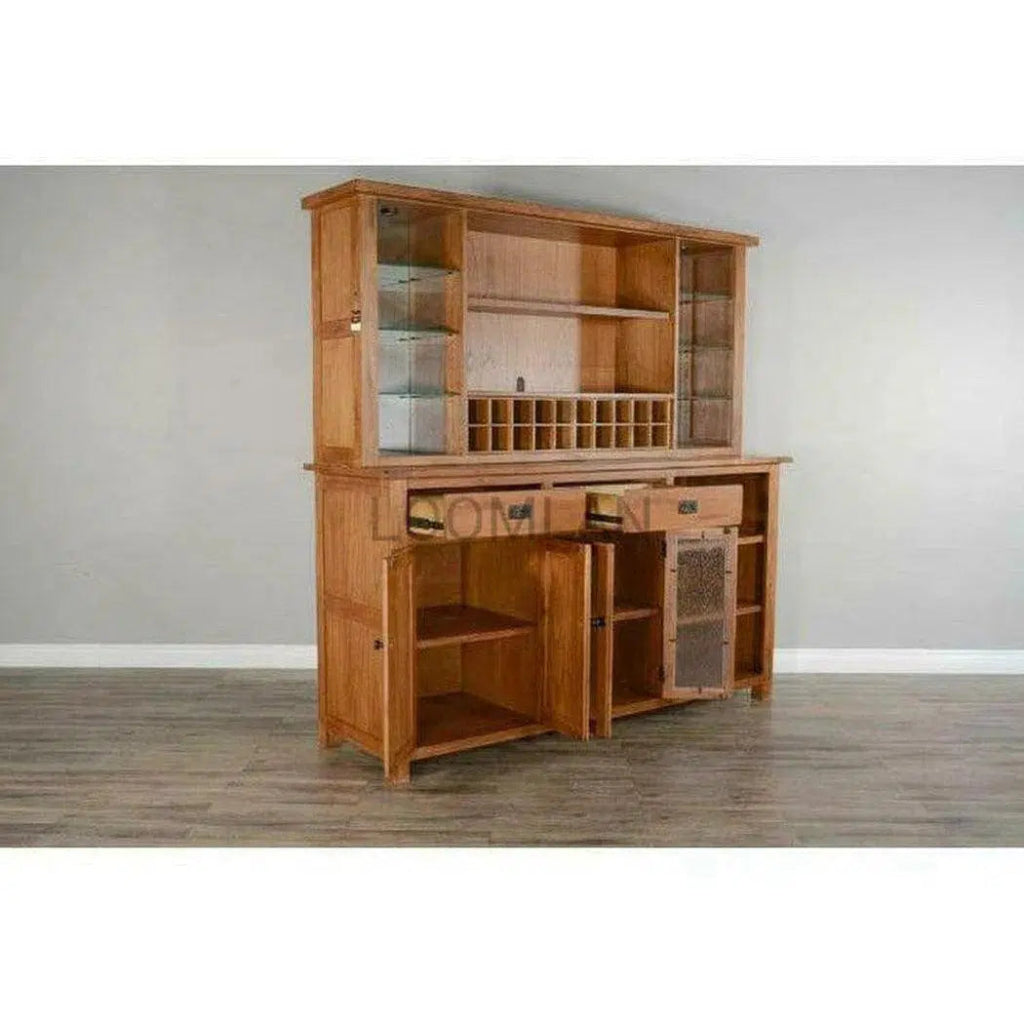 80x80 Buffet Table with Built-in Wine Rack - Stylish Dining Room Storage Cabinet for Wine Glasses, Dinnerware & Entertaining Essentials | Perfect for Dining Room, Kitchen, Bar or Party Hosting