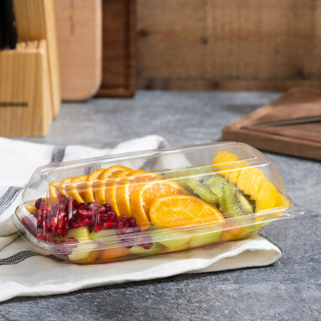 Clear and Gold Organic Rectangular Plastic Salad Bowl - 1 Count - Perfect for Healthy Meals, Parties, and Eco-Friendly Dining