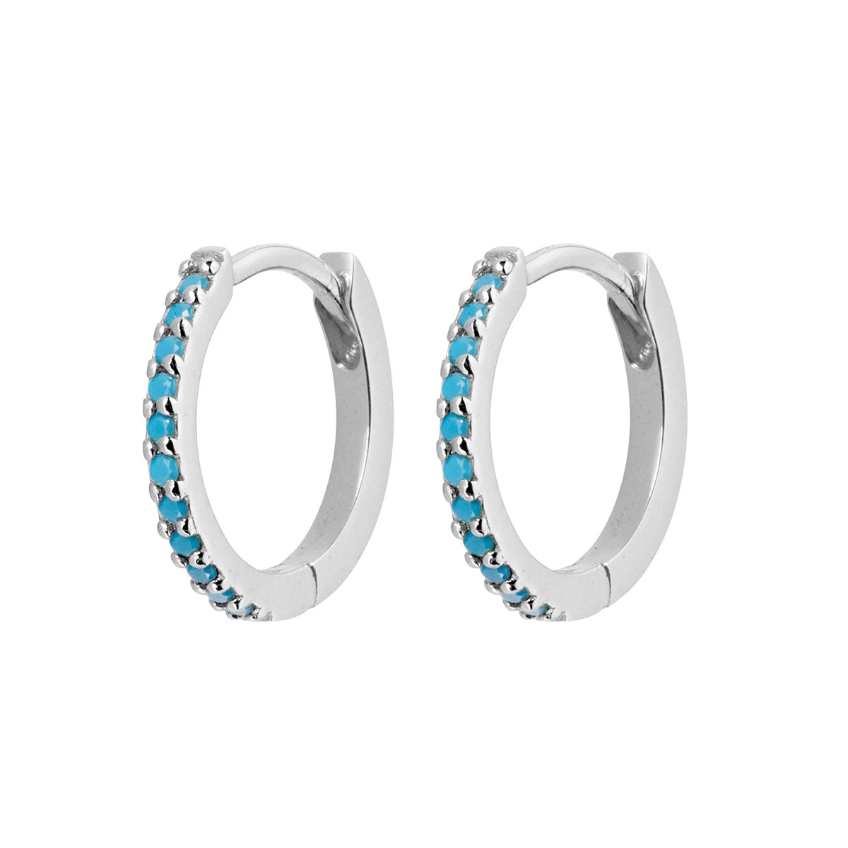 Sparkles Turquoise Huggie Earrings for Women - Dainty Hoop Earrings for Everyday Wear, Gift for Her, Party & Wedding Jewelry