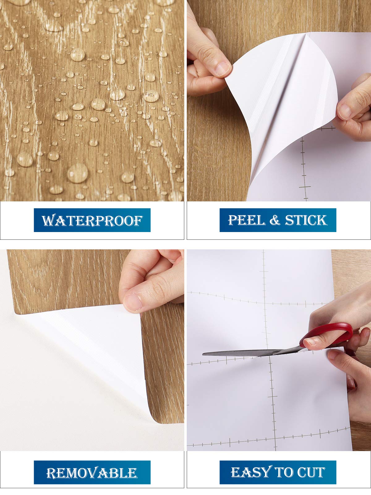 FunStick 36x200 Inch Wood Grain Peel & Stick Wallpaper - Waterproof Self-Adhesive Vinyl Contact Paper for Cabinets, Countertops, Shelves, Dressers & Tables | Easy Removable Shelf Liner for Kitchen, Bathroom & Closet Organization