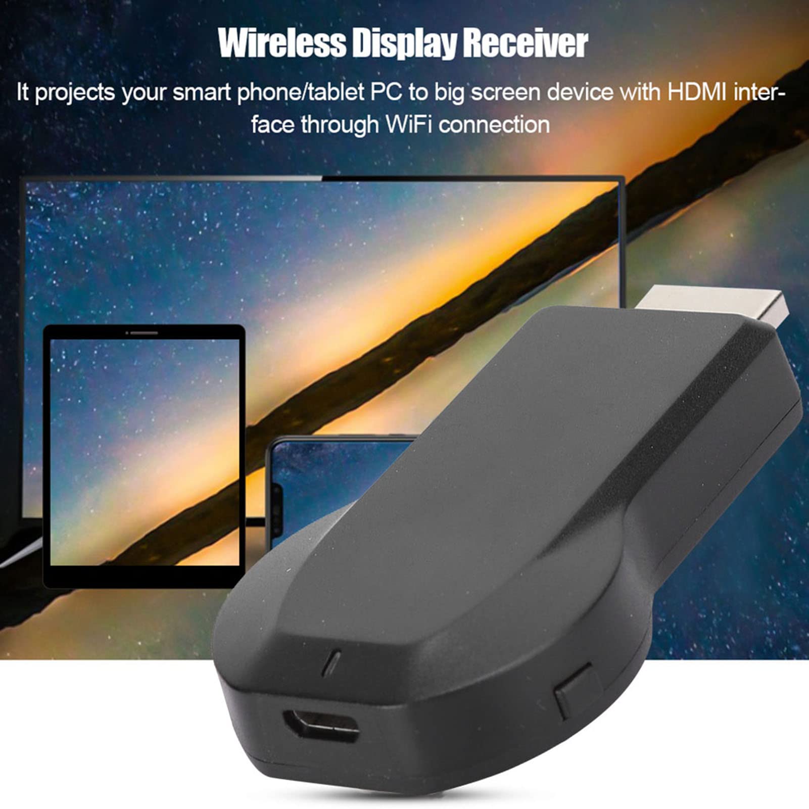 1080P Wireless HDMI Streaming Adapter - Airplay, Miracast & DLNA Compatible Display Receiver Dongle for Smart TV, Laptop & Projector | 2.4G WiFi Support | Perfect for Home Theater, Office Presentations & Gaming