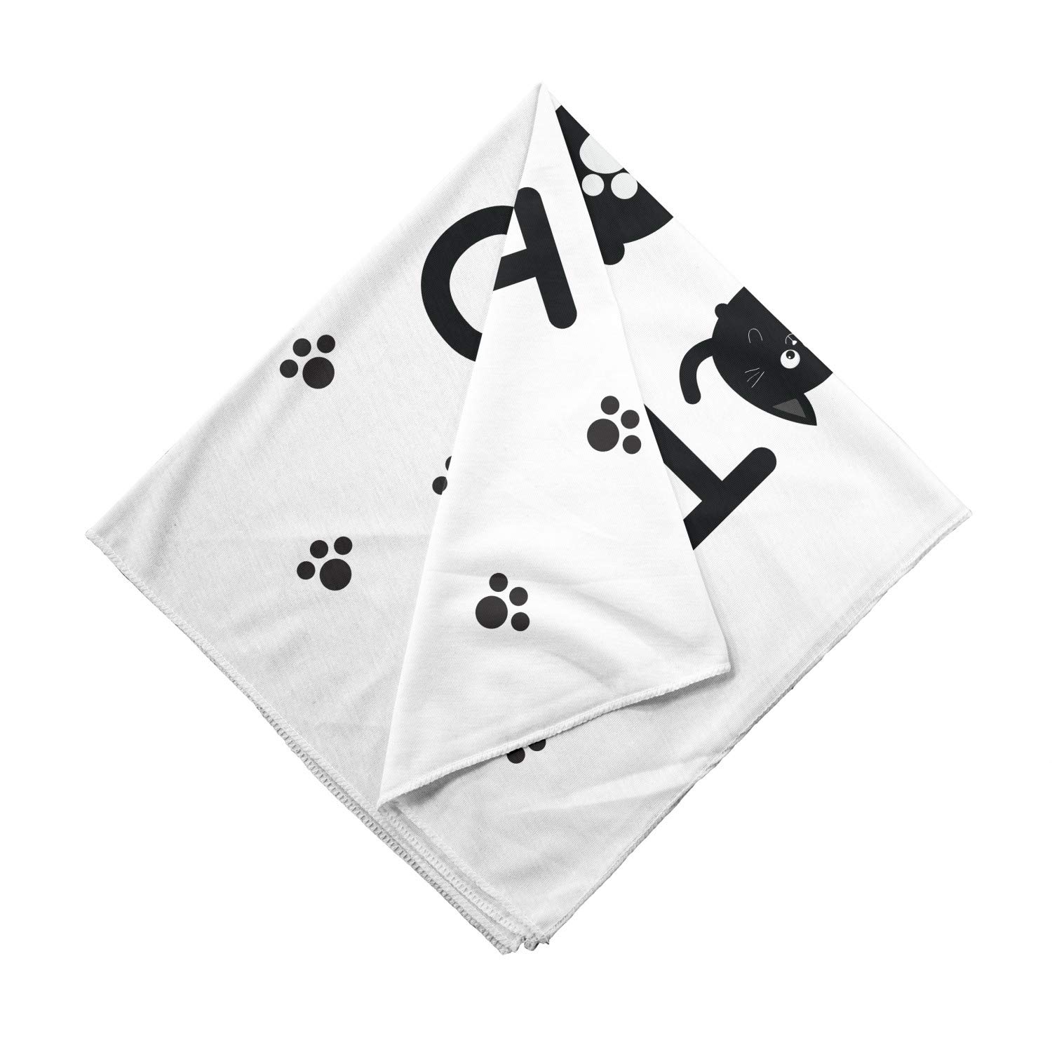 Ambesonne Cat Bandana with Paw Prints - Stylish Unisex Pet Head & Neck Tie for Cats - Perfect for Pet Parties, Photo Shoots & Daily Wear