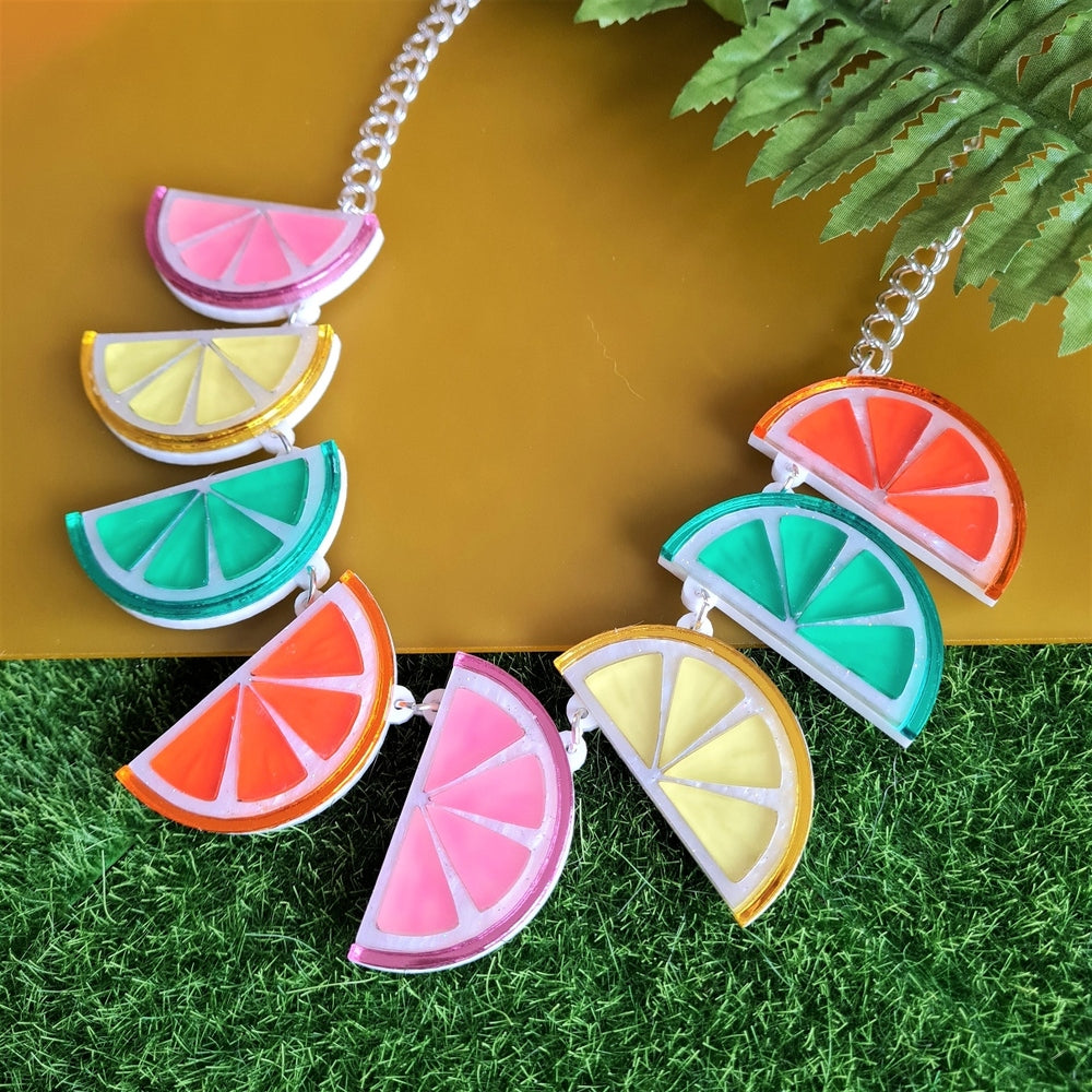 Citrus Fruit Slice Charm Necklace - Dainty Lemon & Orange Pendant Jewelry for Women | Perfect for Summer Outfits & Beach Vacations